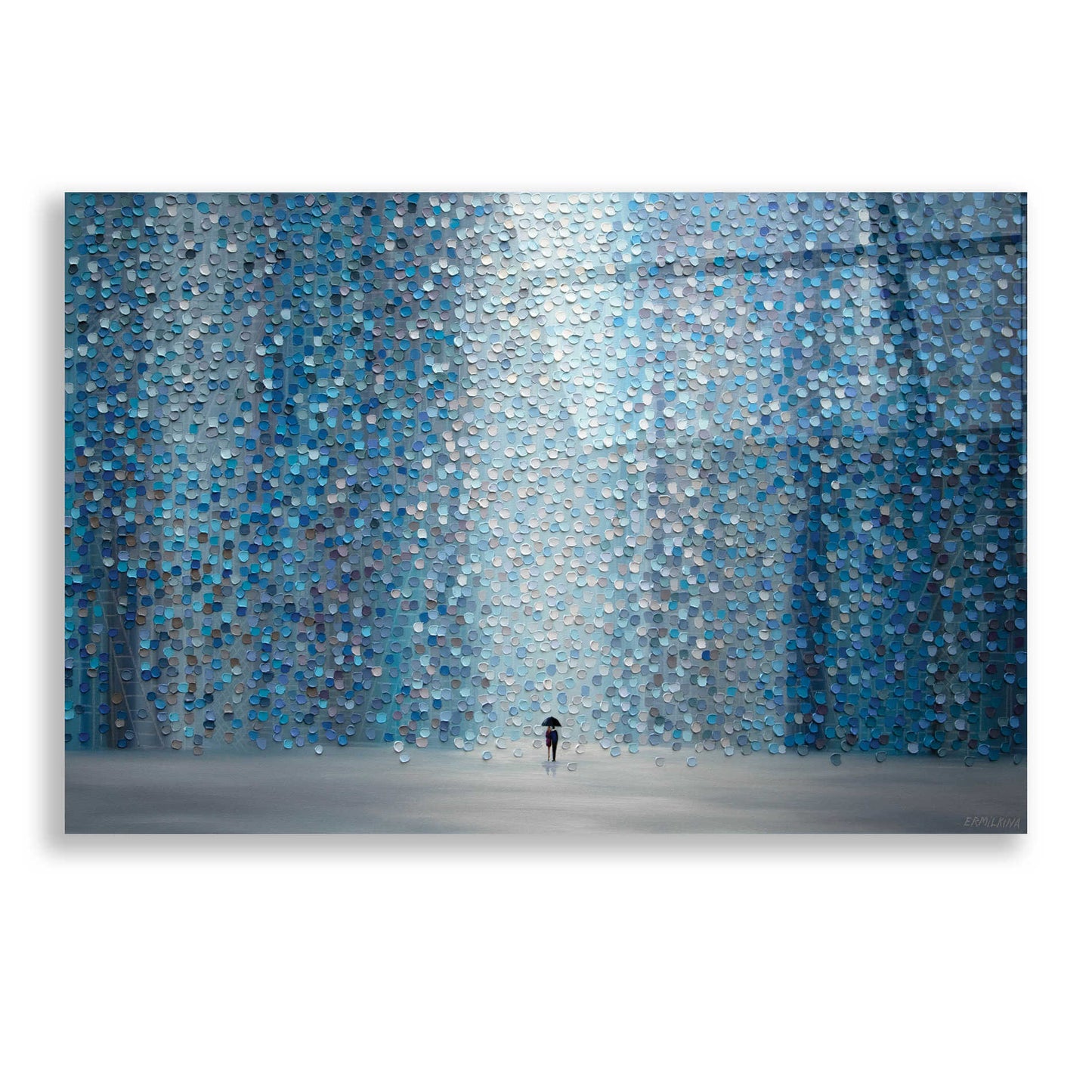 Epic Art 'Blue Rain' by Ekaterina Ermilkina, Acrylic Glass Wall Art,24x16