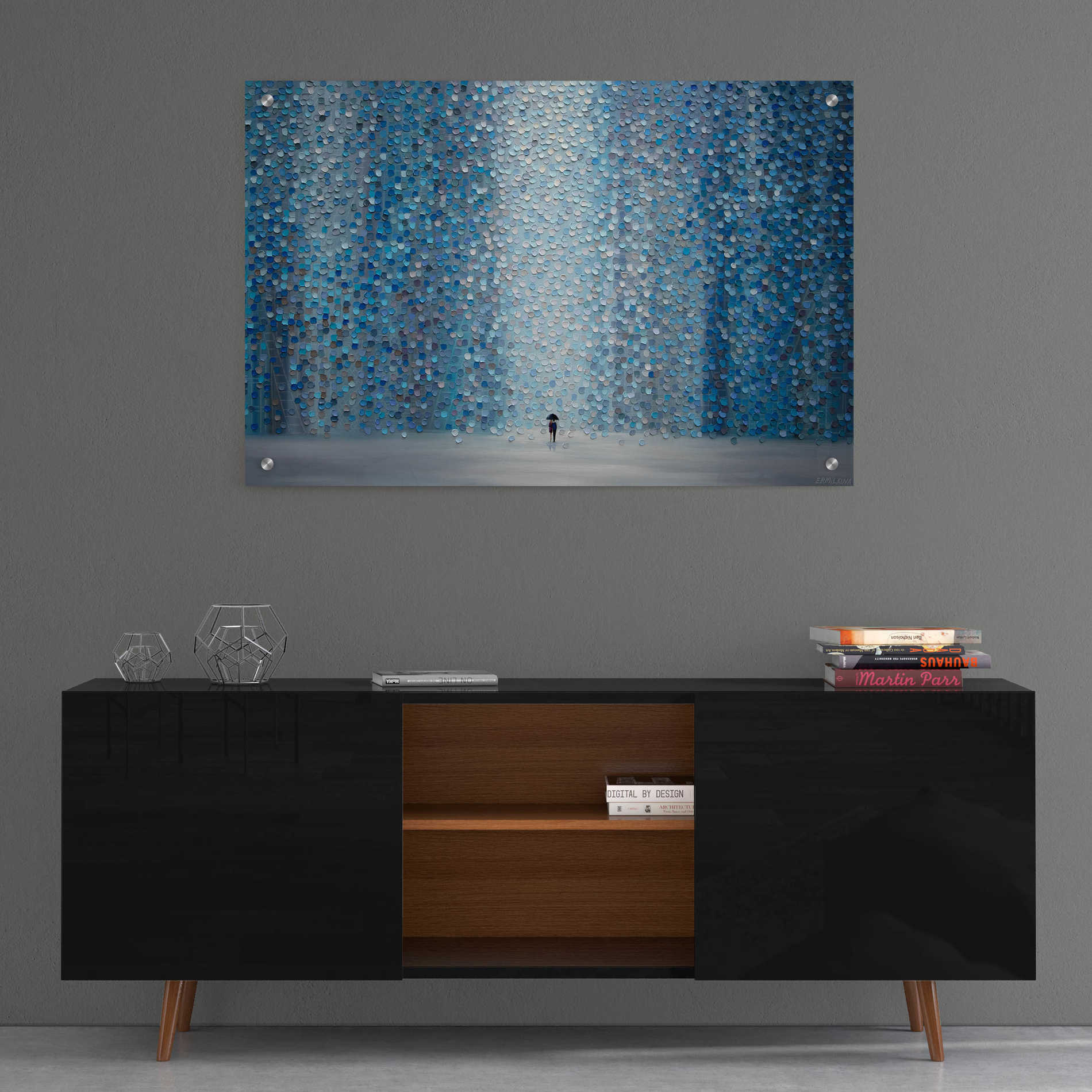 Epic Art 'Blue Rain' by Ekaterina Ermilkina, Acrylic Glass Wall Art,36x24