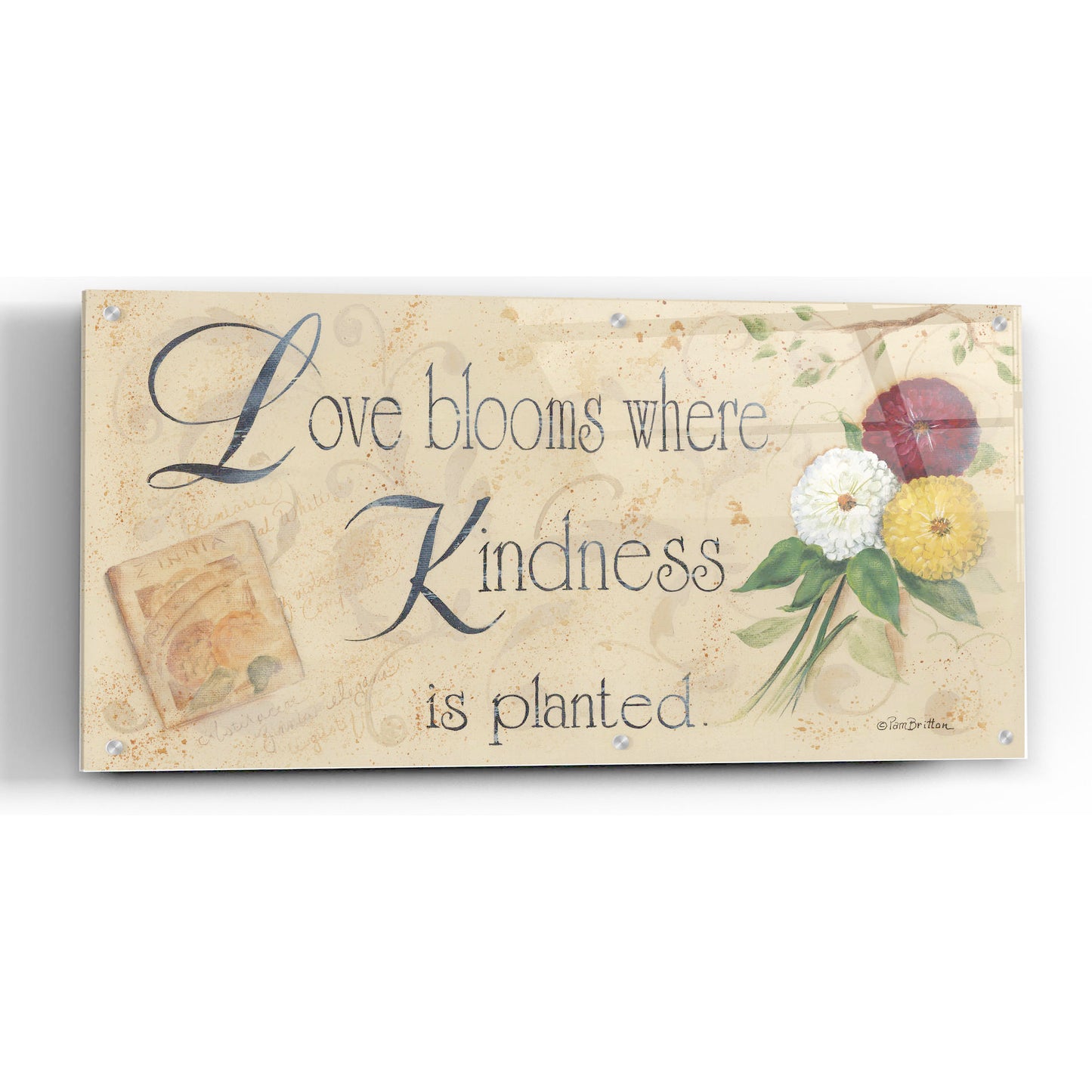 Epic Art 'Love Blooms' by Pam Britton, Acrylic Glass Wall Art,48x24