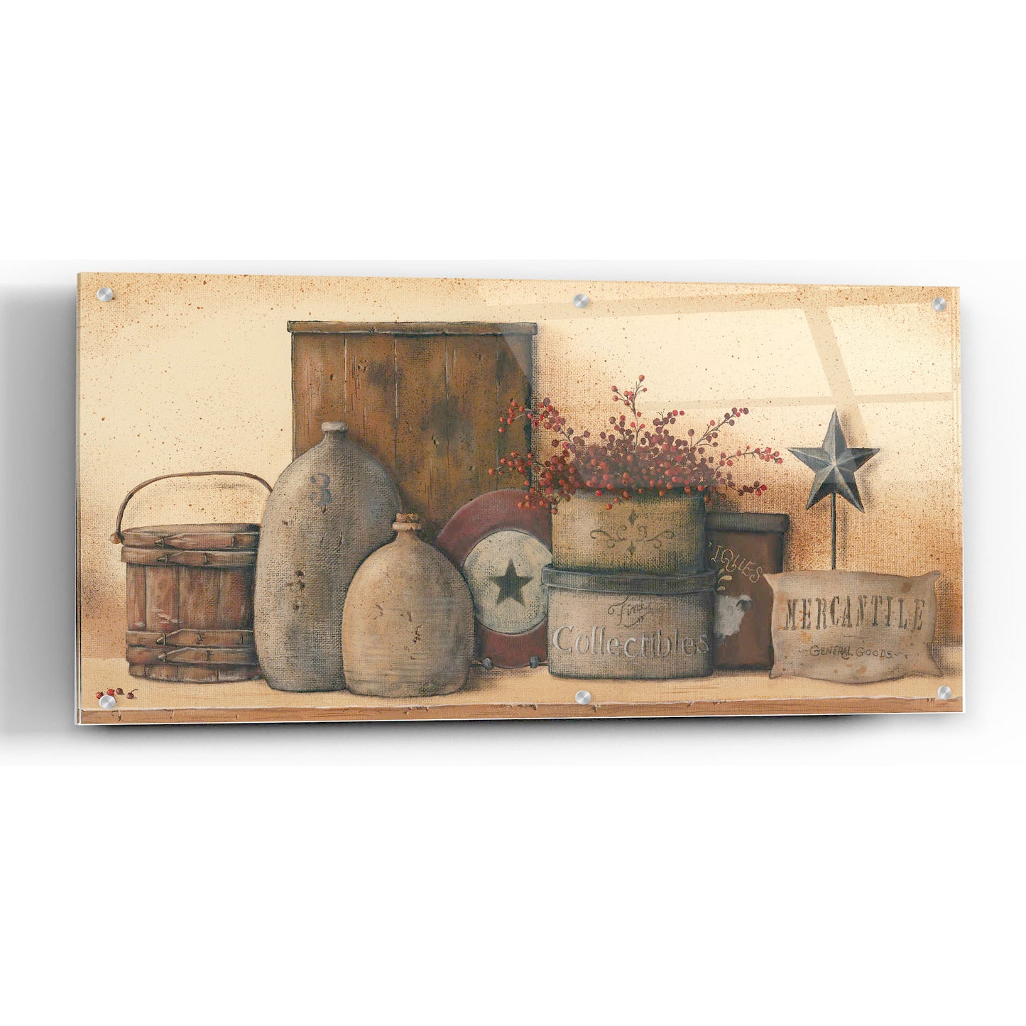 Epic Art 'Antique Treasures I' by Pam Britton, Acrylic Glass Wall Art,24x12