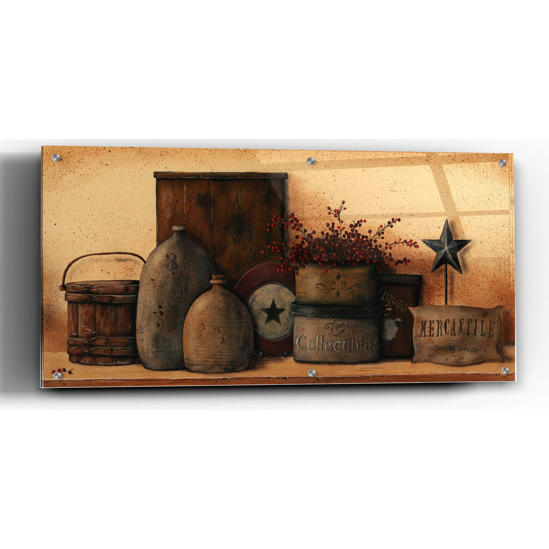 Epic Art 'Antique Treasures I' by Pam Britton, Acrylic Glass Wall Art,24x12