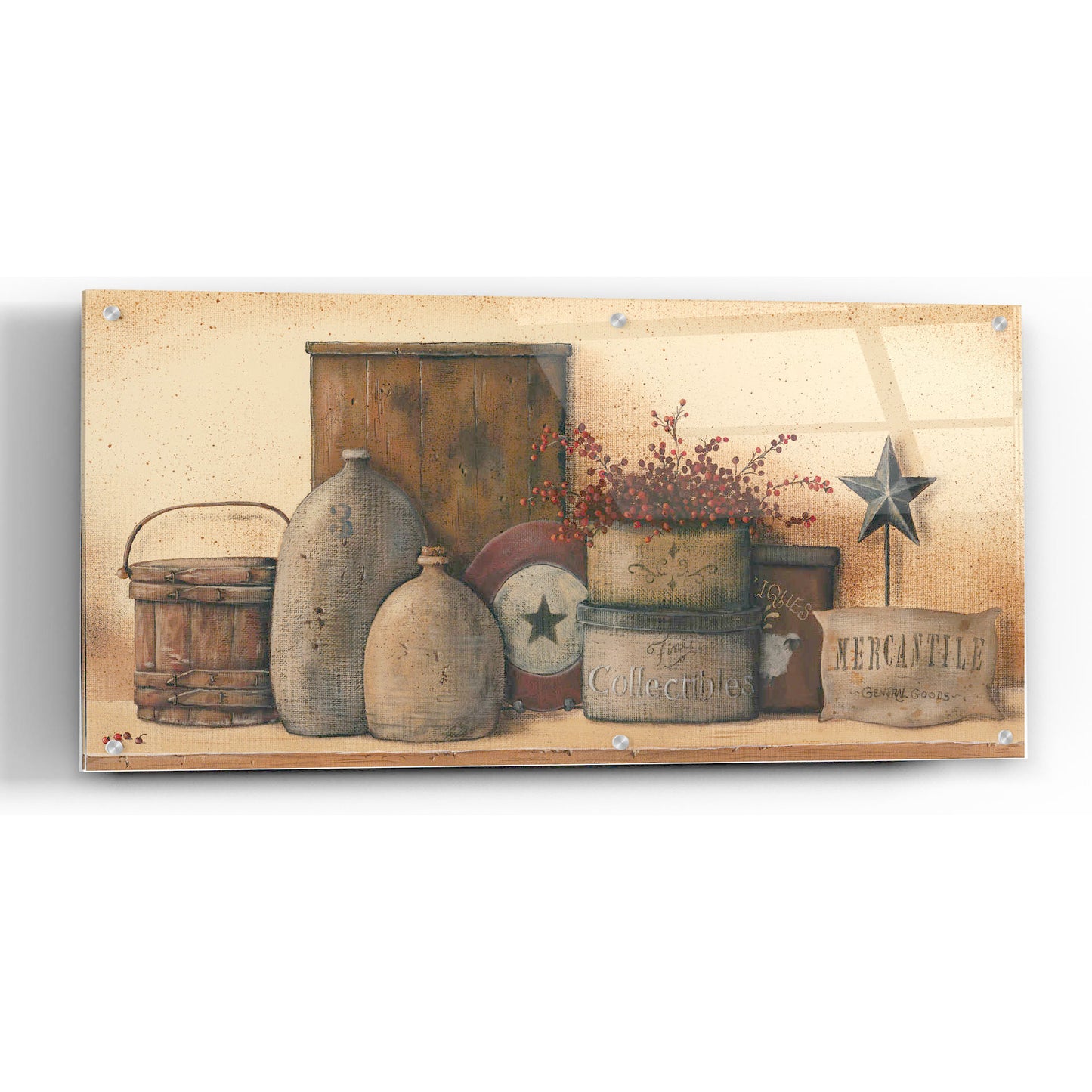 Epic Art 'Antique Treasures I' by Pam Britton, Acrylic Glass Wall Art,48x24