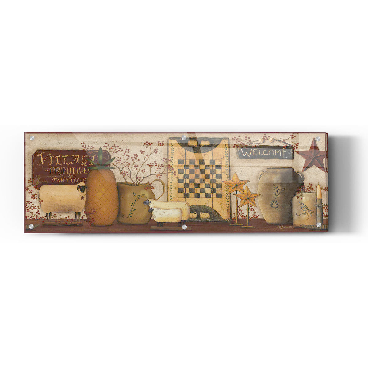 Epic Art 'Village Welcome' by Pam Britton, Acrylic Glass Wall Art,36x12