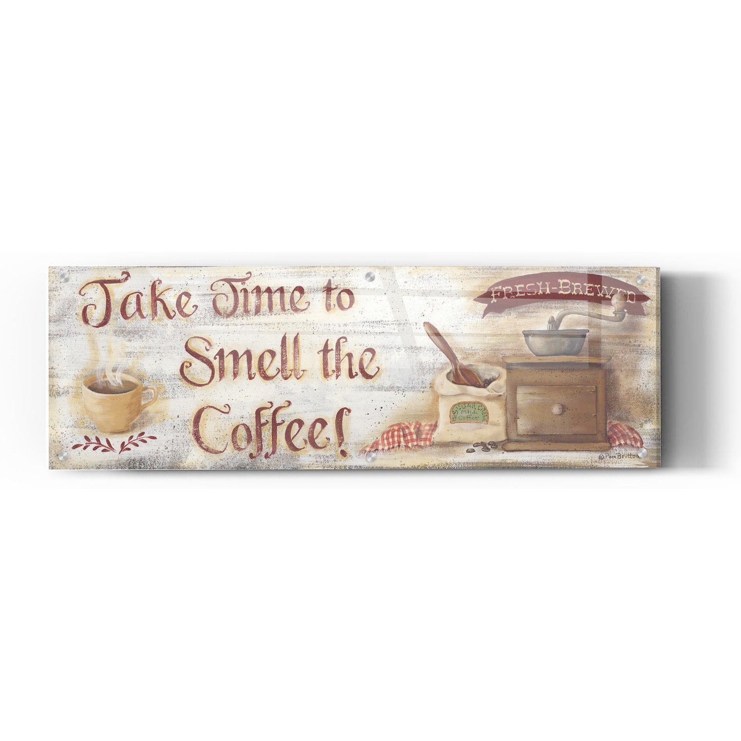 Epic Art 'Smell the Coffee' by Pam Britton, Acrylic Glass Wall Art,36x12