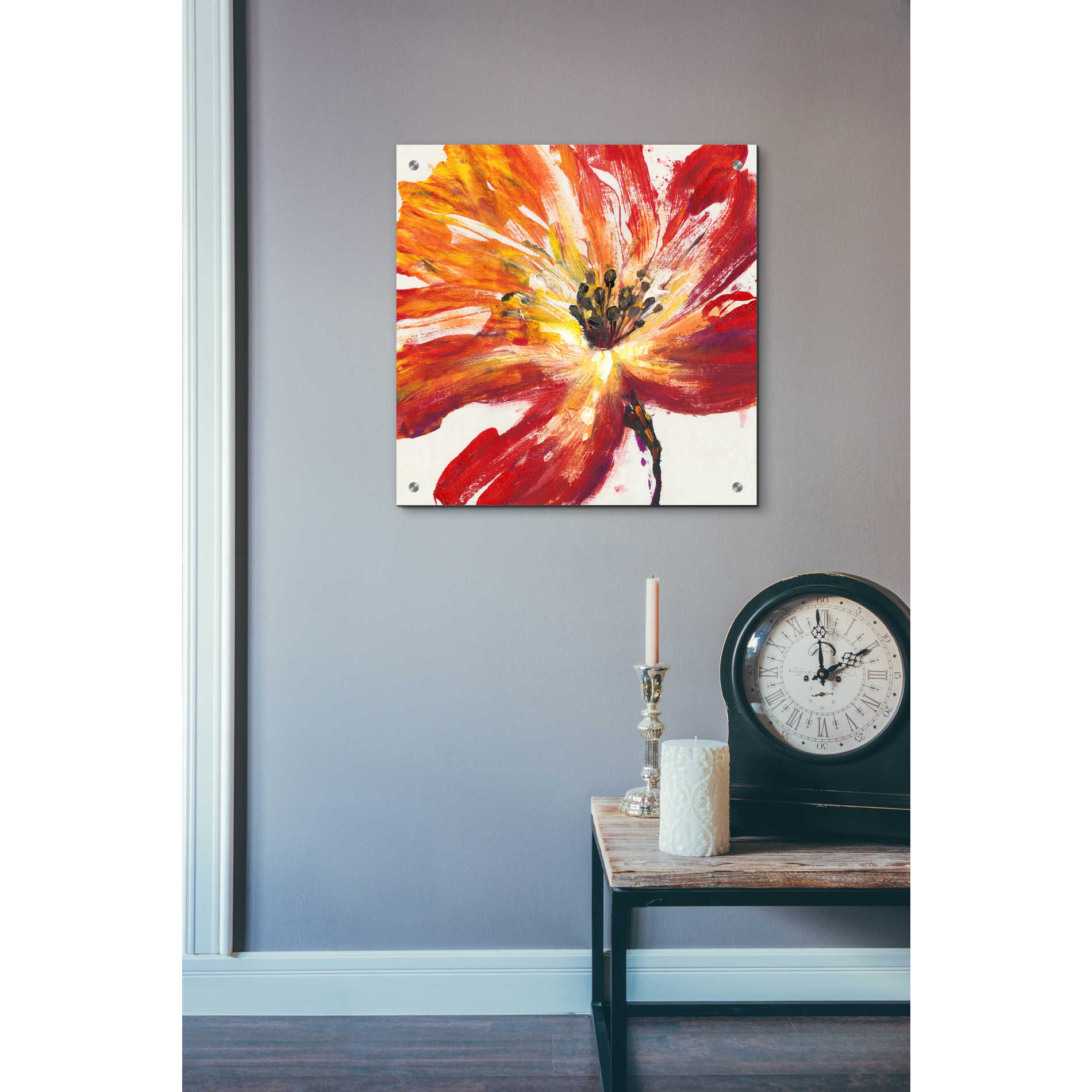 Epic Art 'Fleur Rouge II' by Tim O'Toole, Acrylic Glass Wall Art,24x24