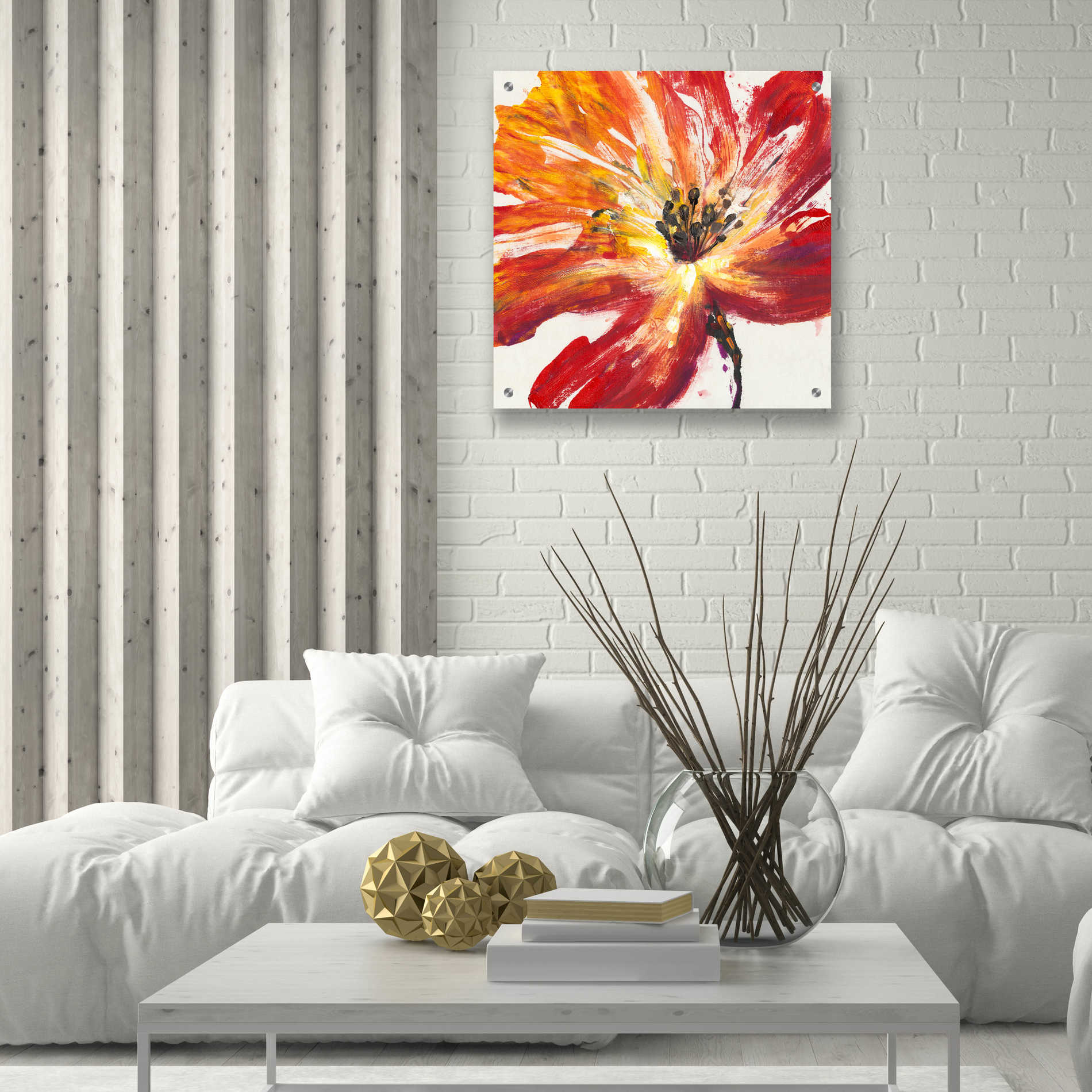 Epic Art 'Fleur Rouge II' by Tim O'Toole, Acrylic Glass Wall Art,24x24