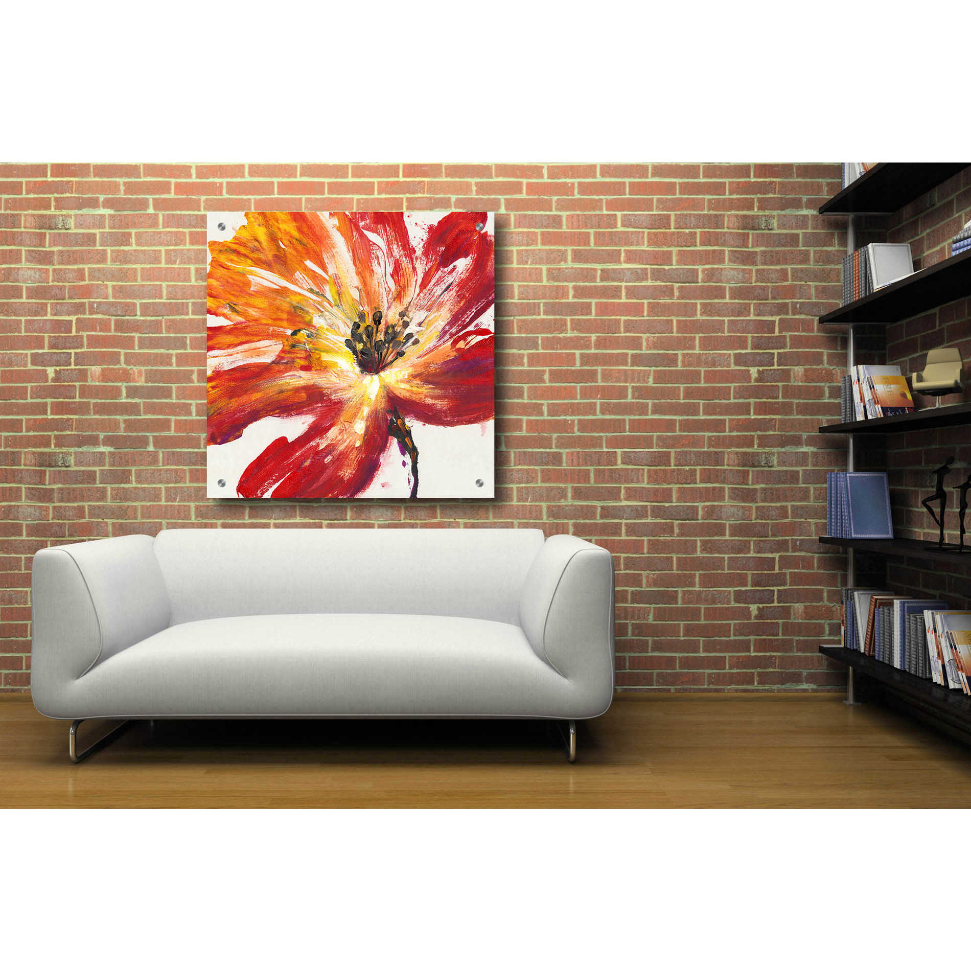 Epic Art 'Fleur Rouge II' by Tim O'Toole, Acrylic Glass Wall Art,36x36