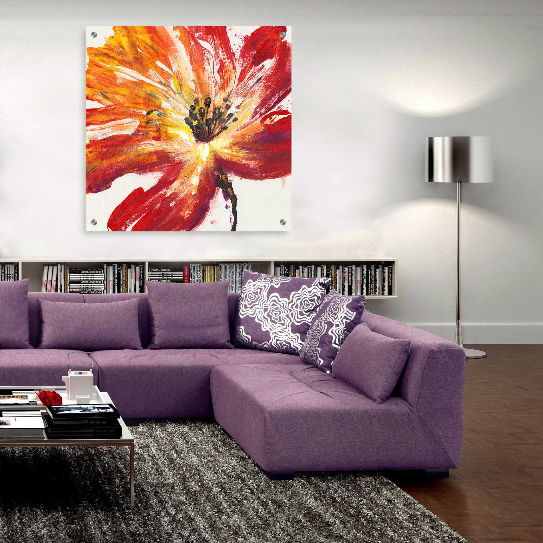 Epic Art 'Fleur Rouge II' by Tim O'Toole, Acrylic Glass Wall Art,36x36