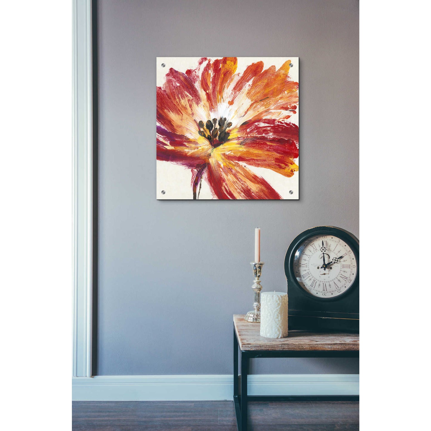 Epic Art 'Fleur Rouge I' by Tim O'Toole, Acrylic Glass Wall Art,24x24