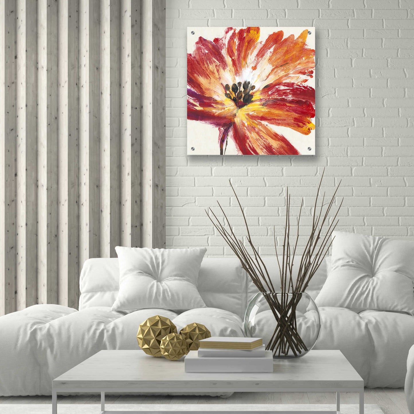 Epic Art 'Fleur Rouge I' by Tim O'Toole, Acrylic Glass Wall Art,24x24