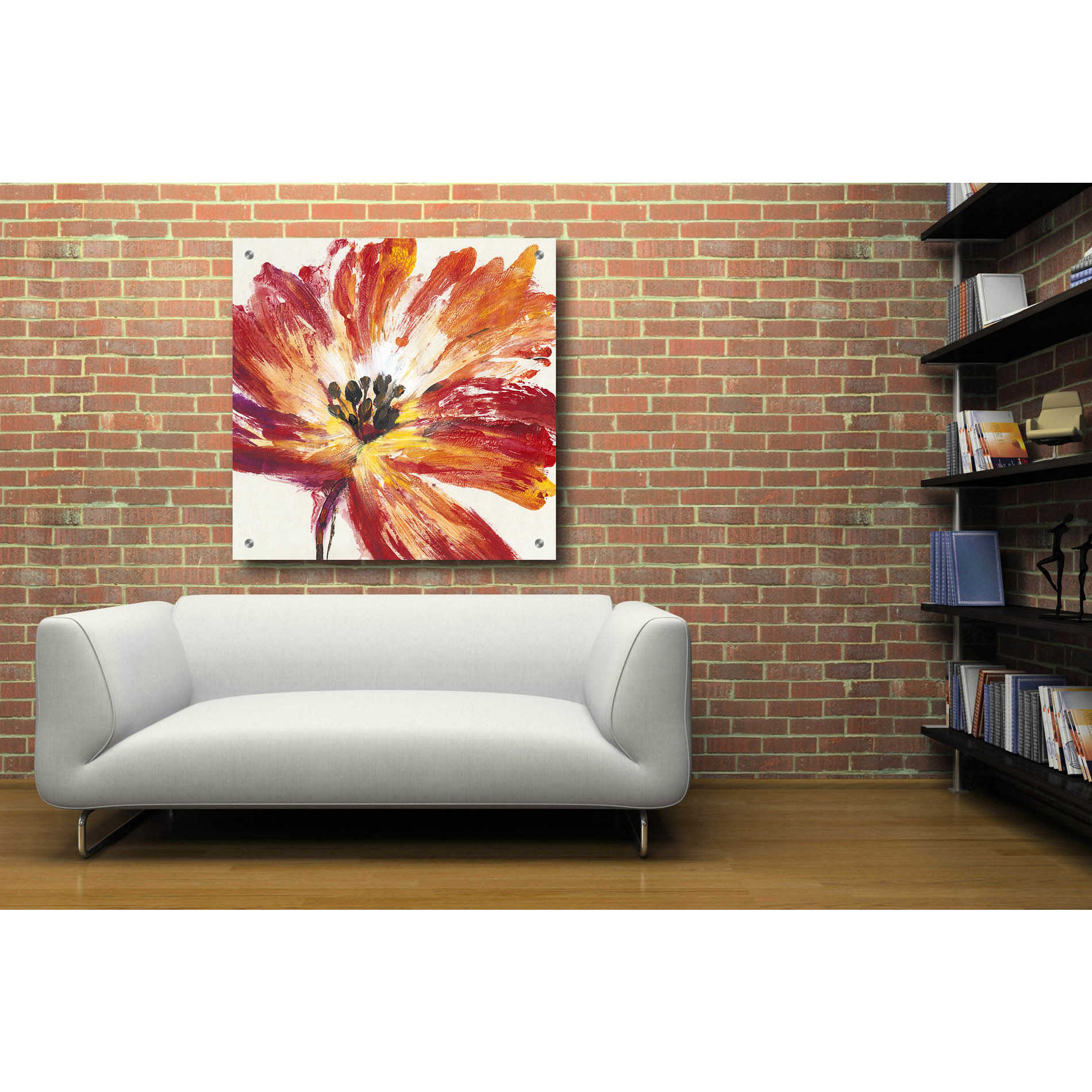 Epic Art 'Fleur Rouge I' by Tim O'Toole, Acrylic Glass Wall Art,36x36