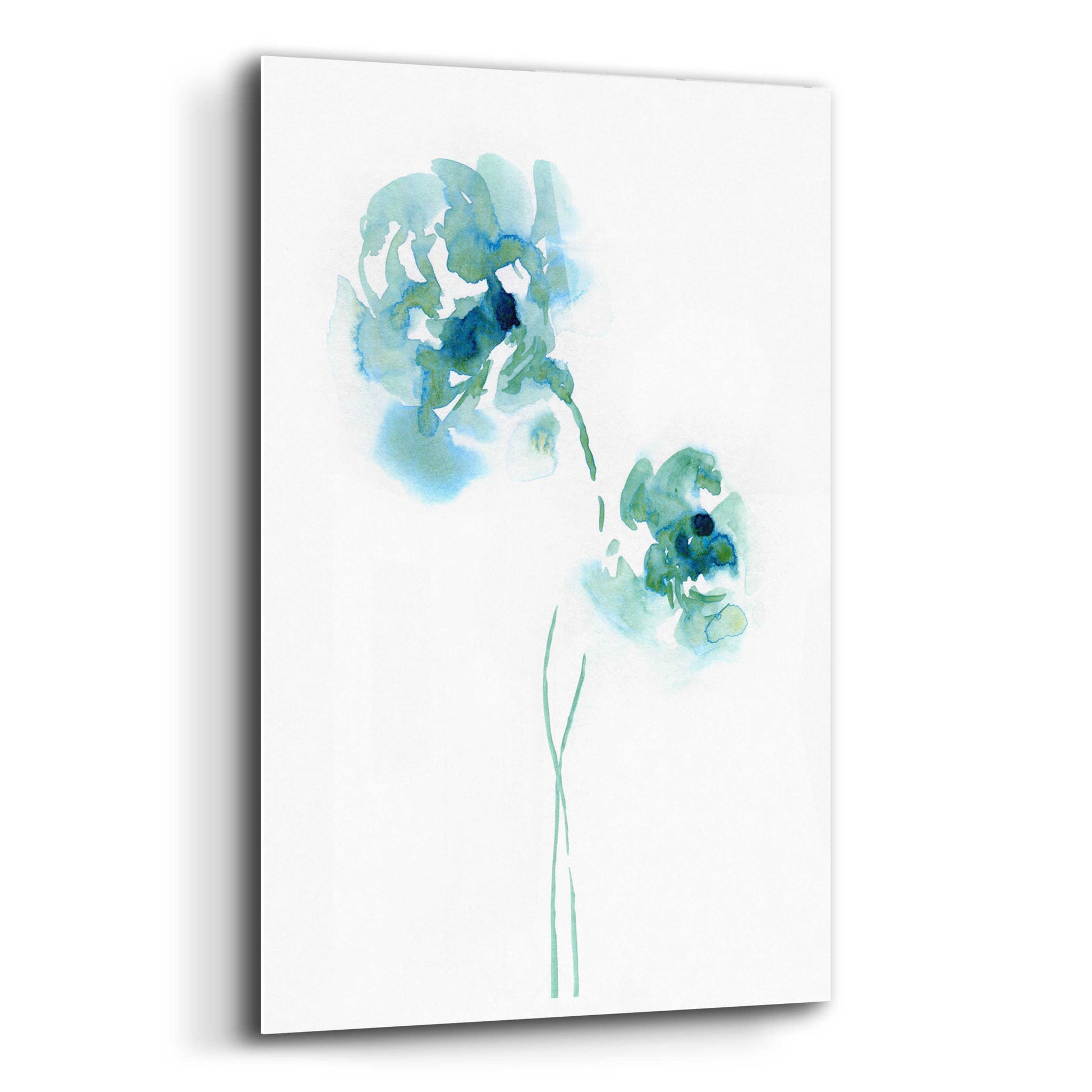 Epic Art 'Teal Florals' by Lesia Binkin Acrylic Glass Wall Art,12x16