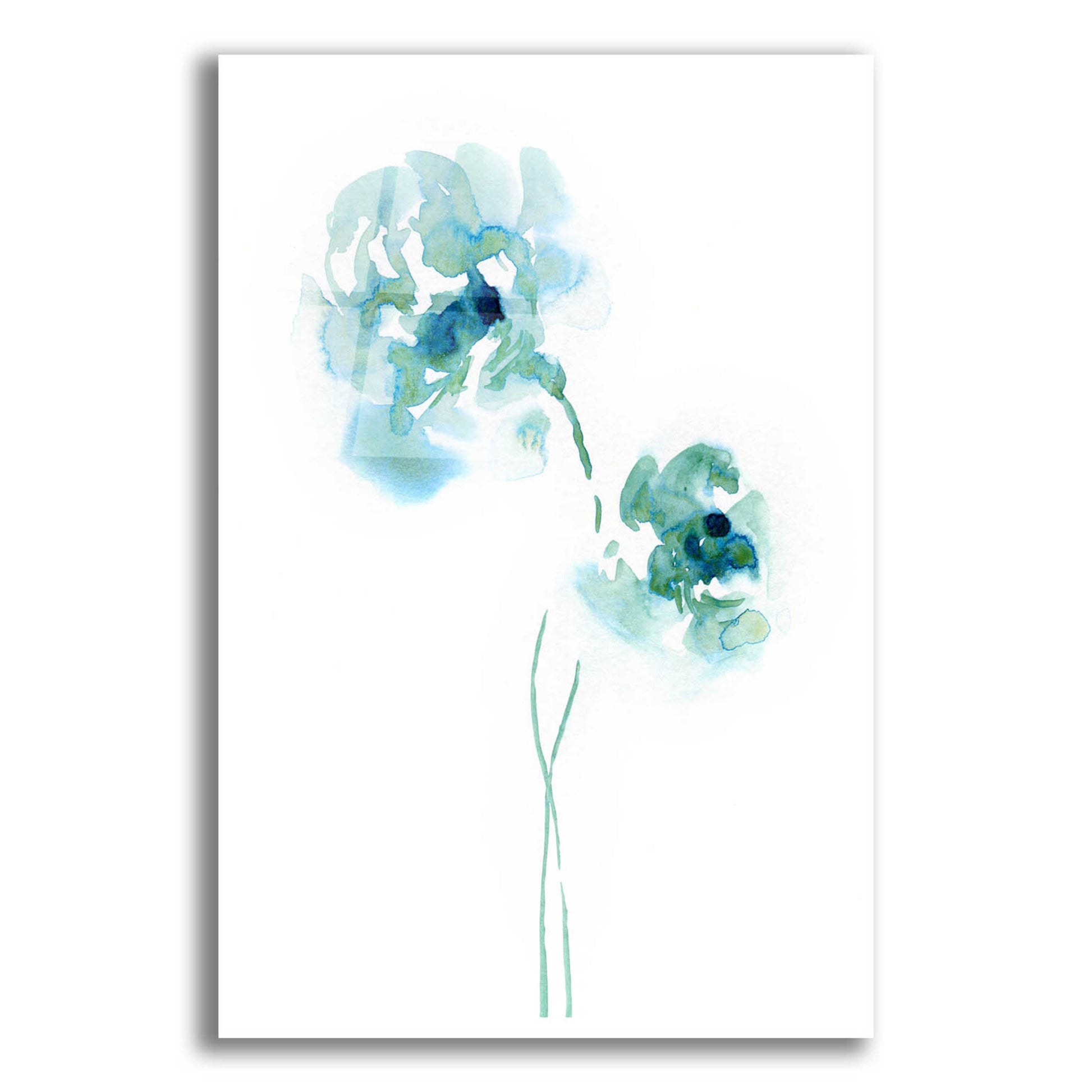 Epic Art 'Teal Florals' by Lesia Binkin Acrylic Glass Wall Art,12x16