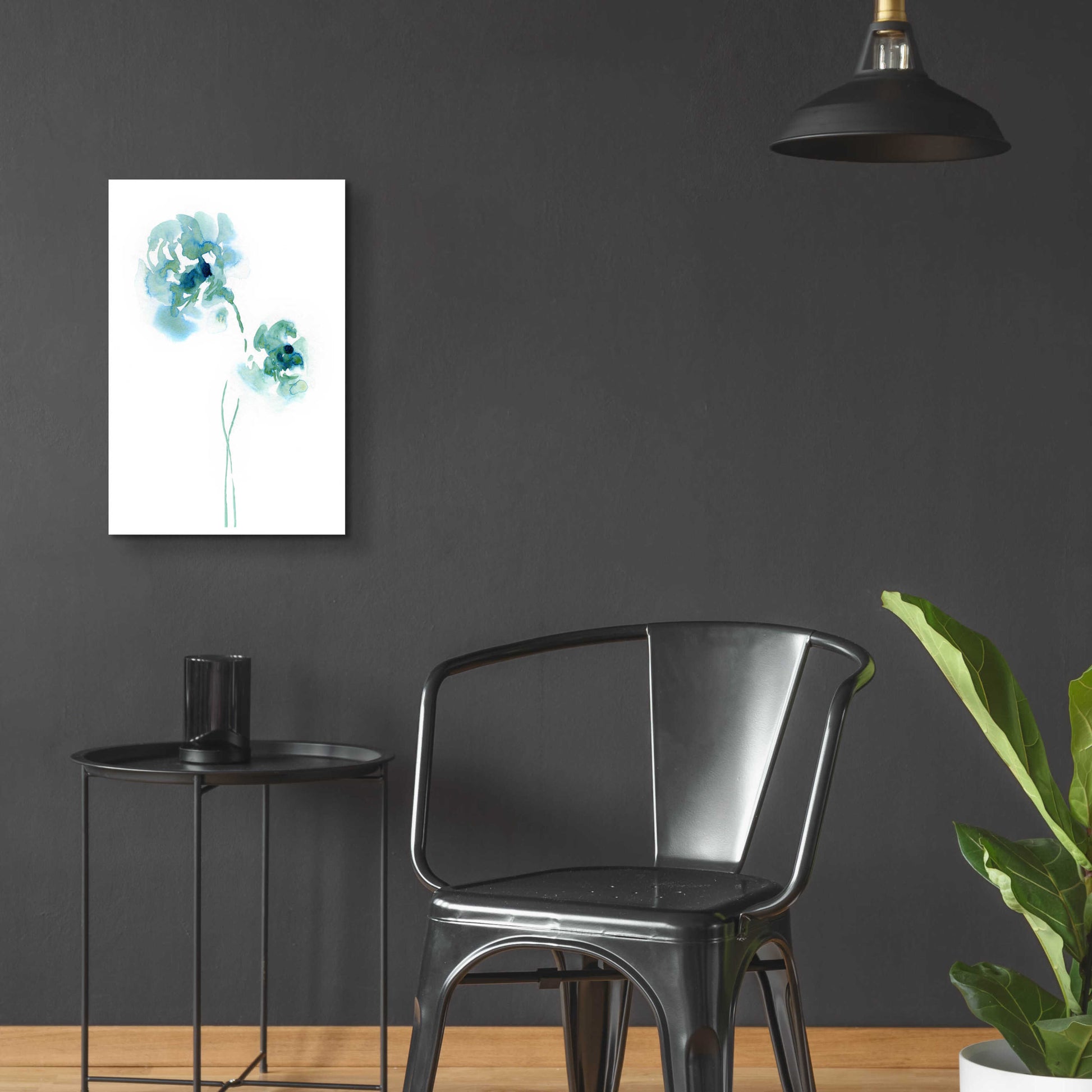 Epic Art 'Teal Florals' by Lesia Binkin Acrylic Glass Wall Art,16x24