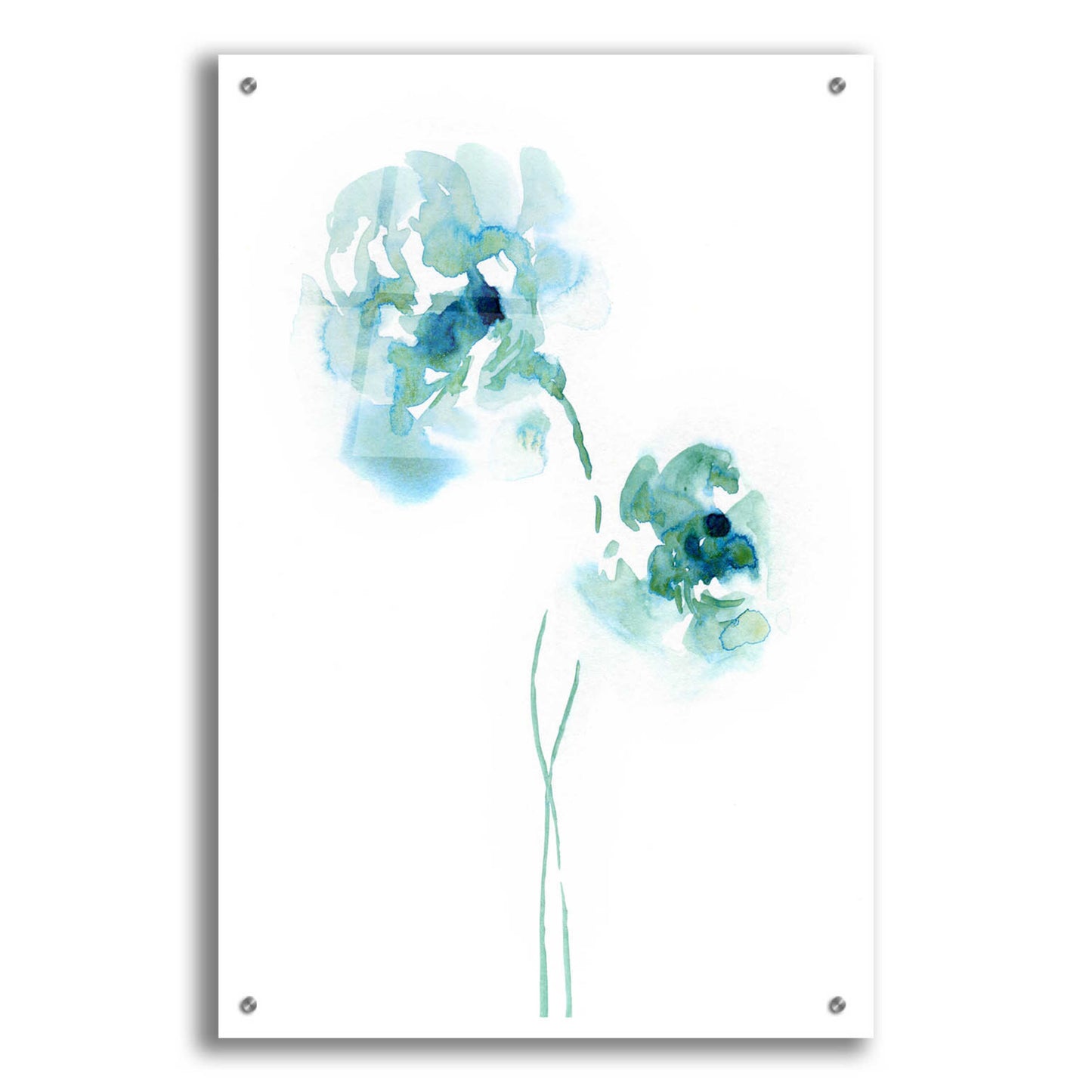 Epic Art 'Teal Florals' by Lesia Binkin Acrylic Glass Wall Art,24x36