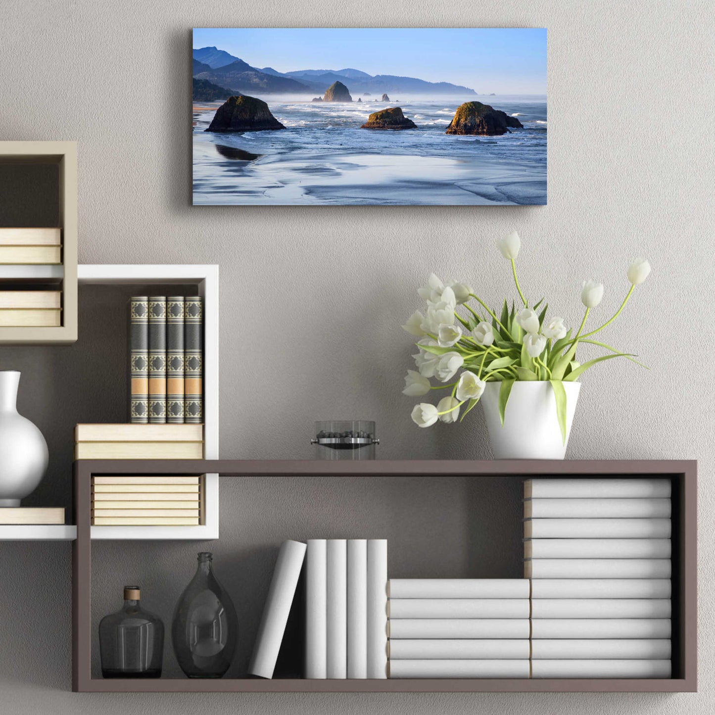 Epic Art 'Cannon Beach' by Michael Broom Acrylic Glass Wall Art,24x12