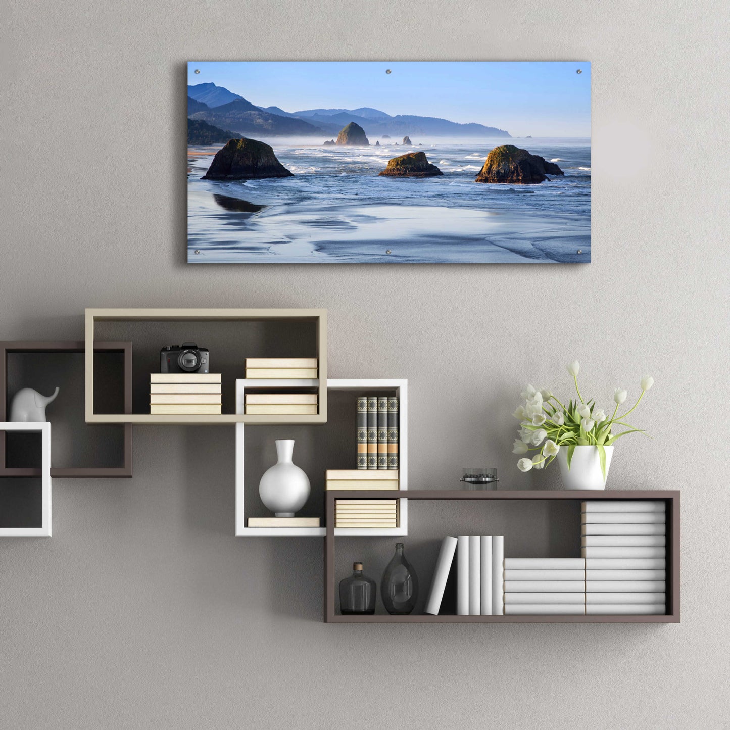 Epic Art 'Cannon Beach' by Michael Broom Acrylic Glass Wall Art,48x24