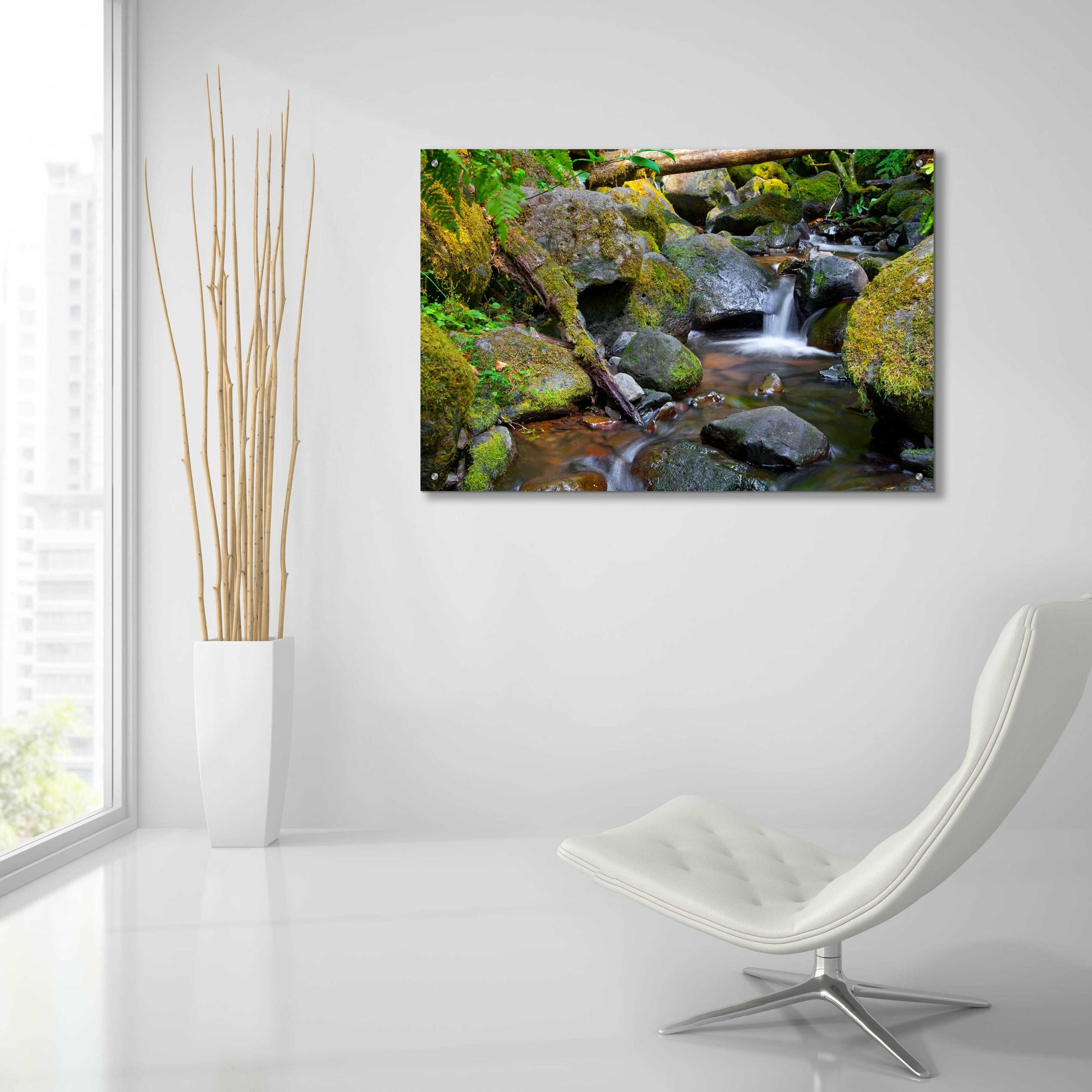 Epic Art 'Mossy Stream' by Michael Broom Acrylic Glass Wall Art,36x24