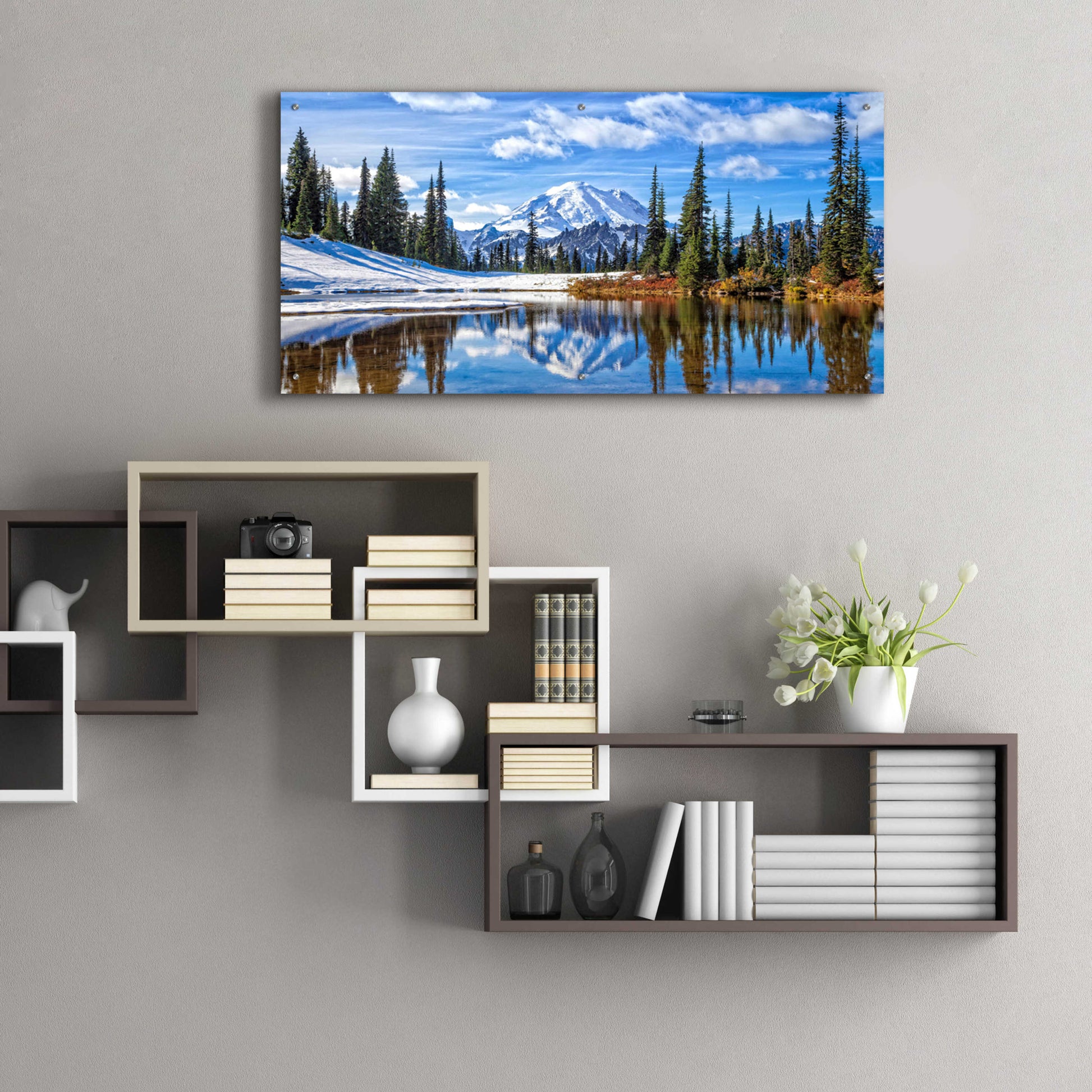 Epic Art 'Mt. Rainier Vista' by Michael Broom Acrylic Glass Wall Art,48x24