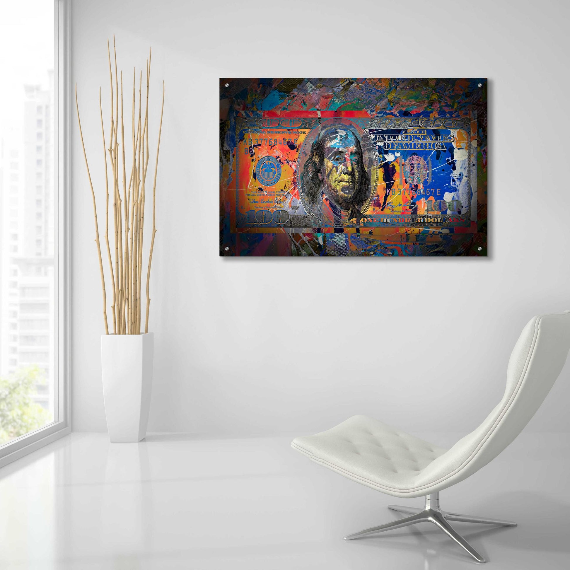 Epic Art 'Benjamin's Hundreds ' by Epic Portfolio Acrylic Glass Wall Art,36x24