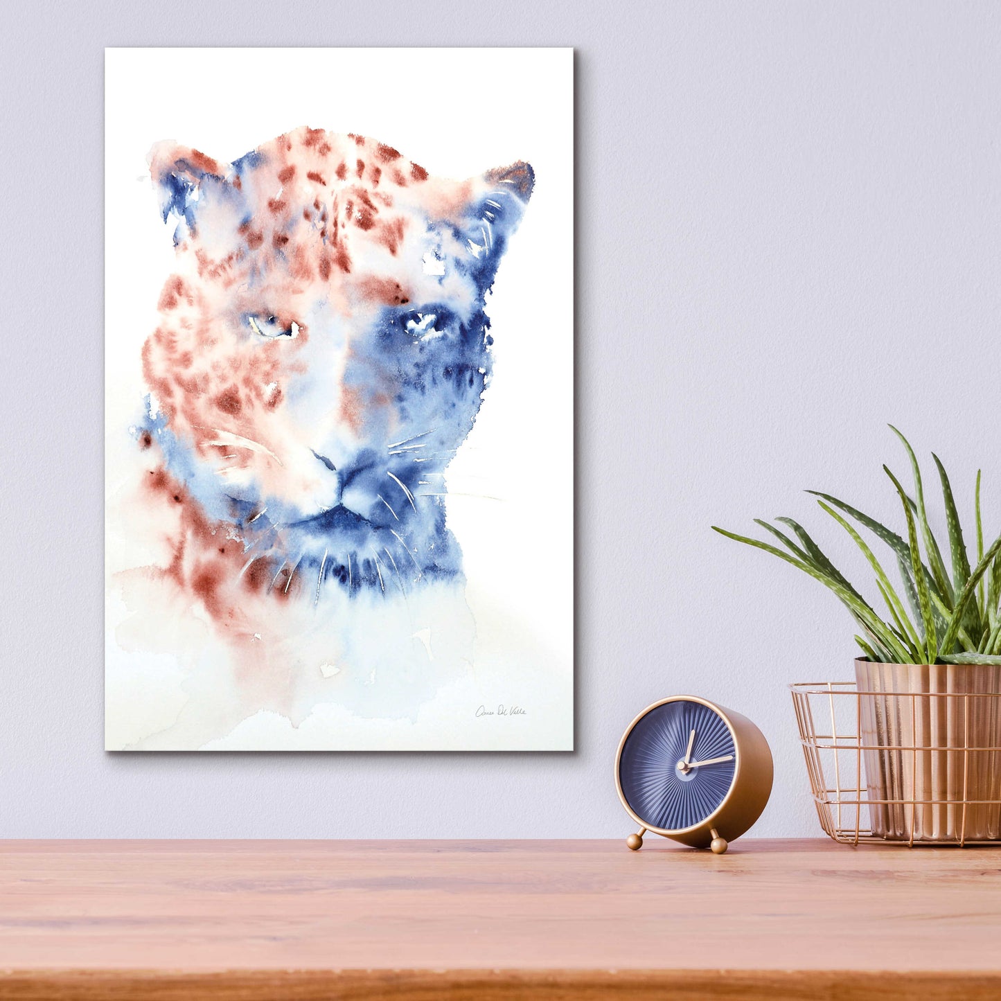 Epic Art 'Copper And Blue Cheetah' by Alan Majchrowicz, Acrylic Glass Wall Art,12x16