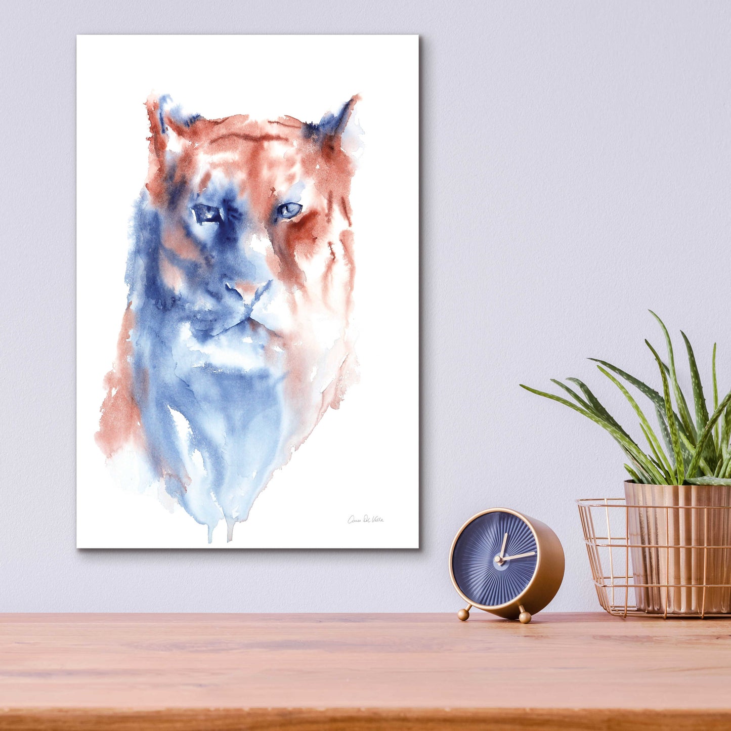 Epic Art 'Copper And Blue Lioness' by Alan Majchrowicz, Acrylic Glass Wall Art,12x16