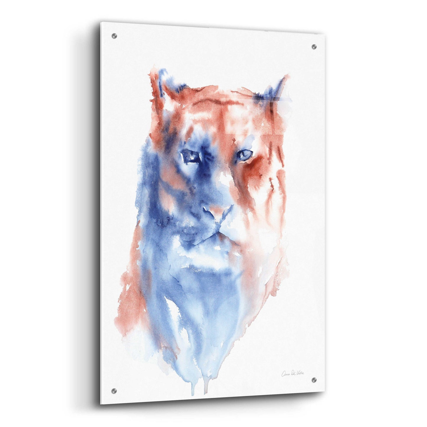 Epic Art 'Copper And Blue Lioness' by Alan Majchrowicz, Acrylic Glass Wall Art,24x36