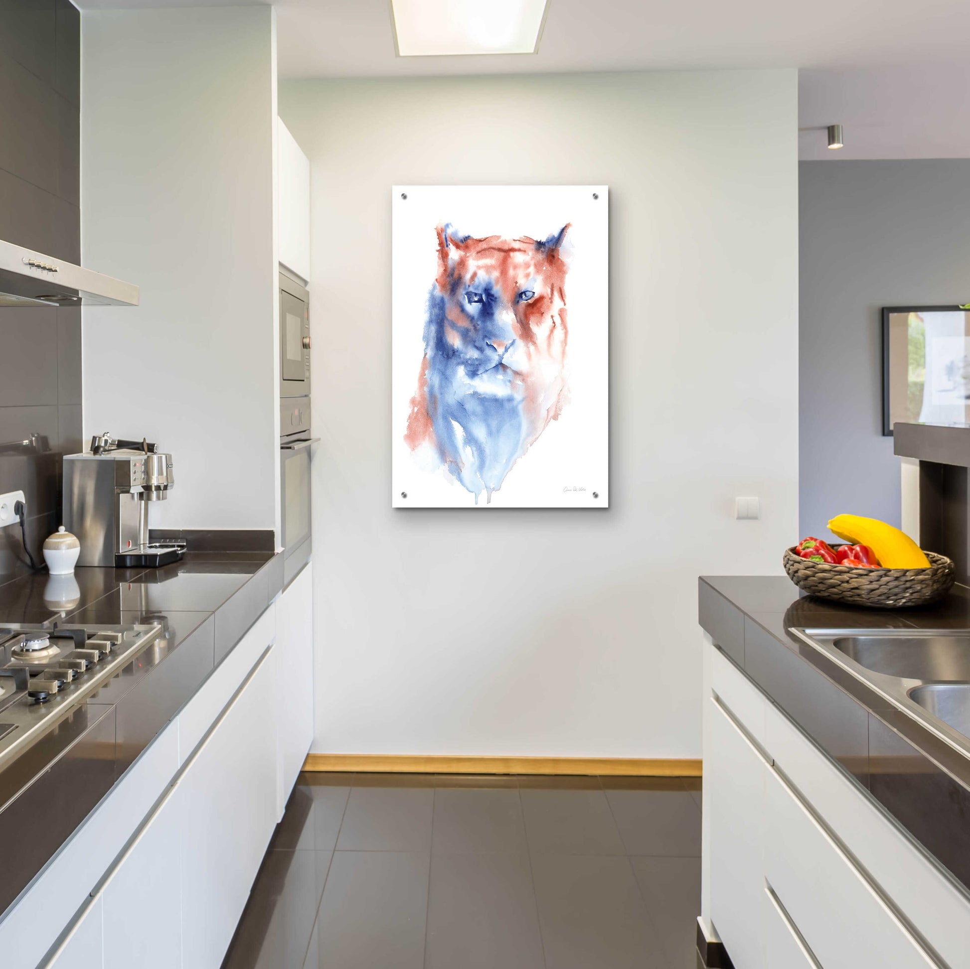 Epic Art 'Copper And Blue Lioness' by Alan Majchrowicz, Acrylic Glass Wall Art,24x36