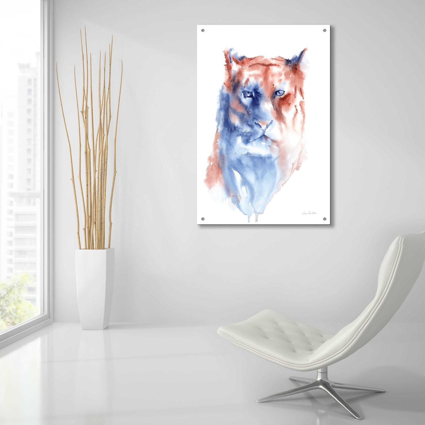 Epic Art 'Copper And Blue Lioness' by Alan Majchrowicz, Acrylic Glass Wall Art,24x36