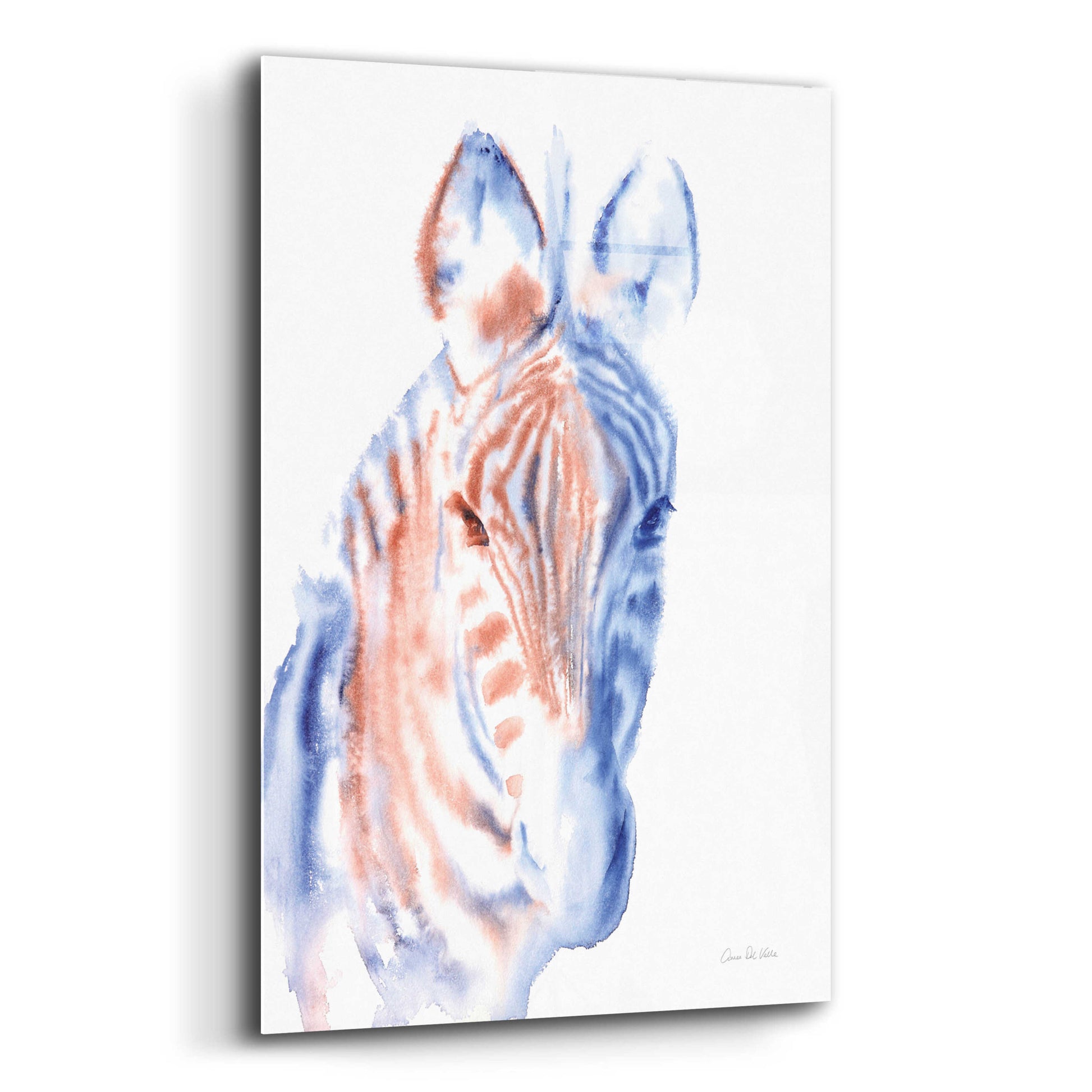 Epic Art 'Copper And Blue Zebra' by Alan Majchrowicz, Acrylic Glass Wall Art,12x16