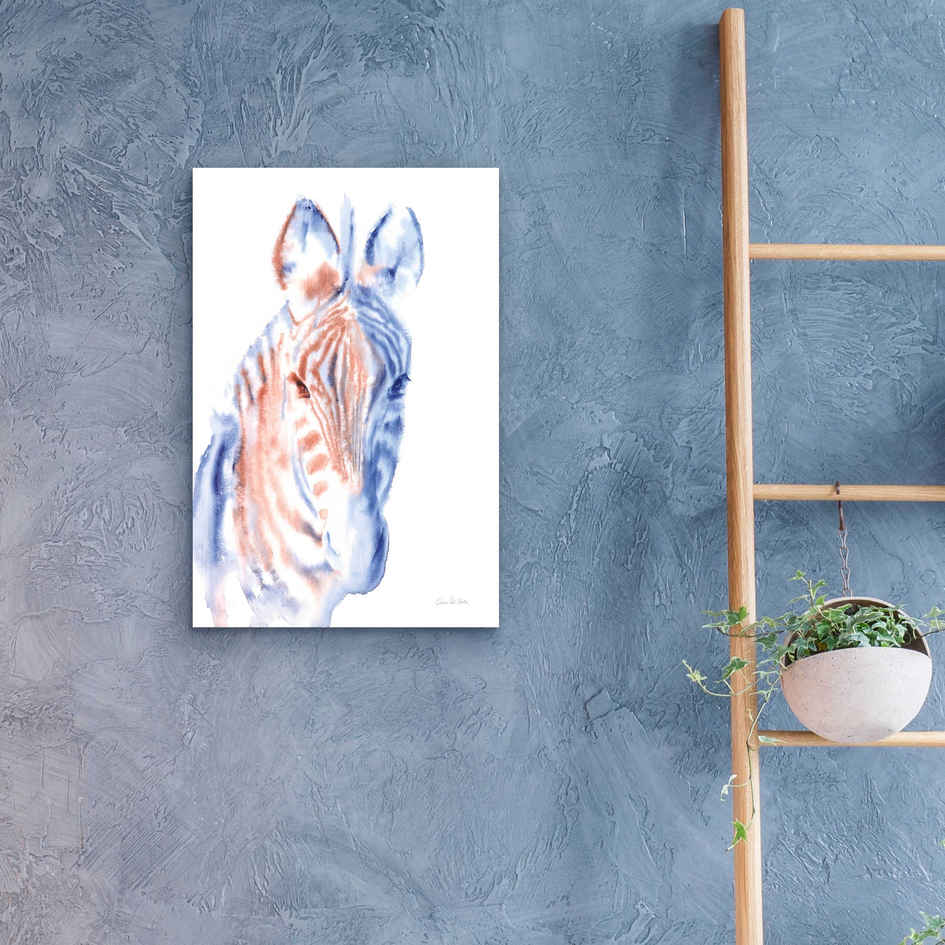 Epic Art 'Copper And Blue Zebra' by Alan Majchrowicz, Acrylic Glass Wall Art,16x24