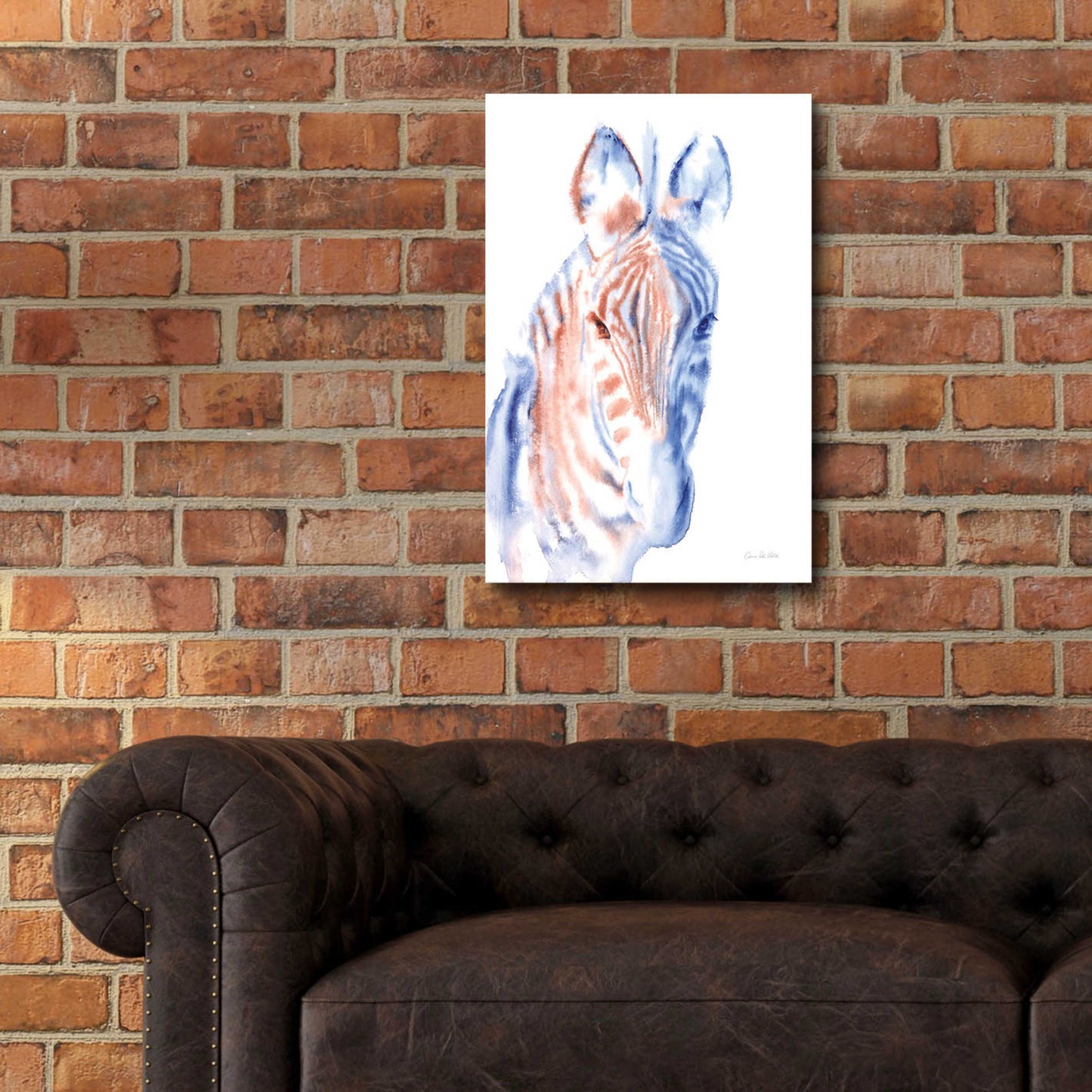 Epic Art 'Copper And Blue Zebra' by Alan Majchrowicz, Acrylic Glass Wall Art,16x24