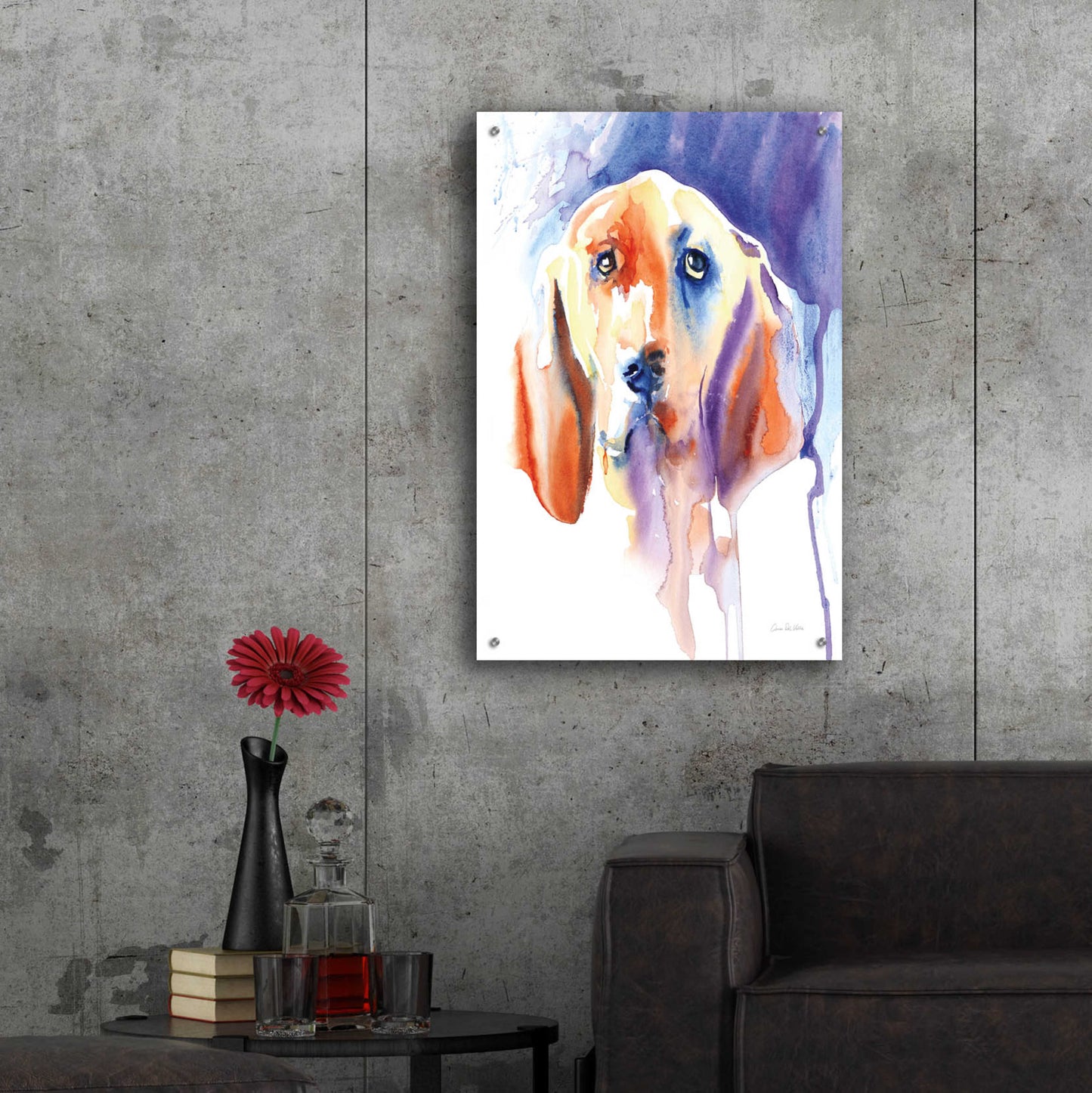 Epic Art 'Basset Hound' by Alan Majchrowicz, Acrylic Glass Wall Art,24x36