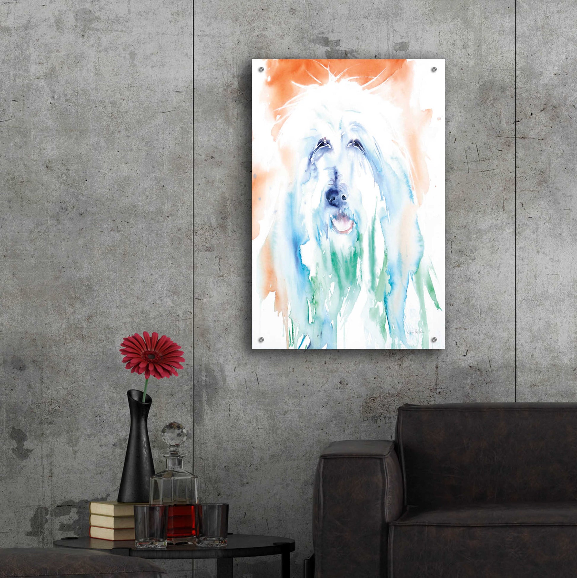 Epic Art 'Sheep Dog' by Alan Majchrowicz, Acrylic Glass Wall Art,24x36