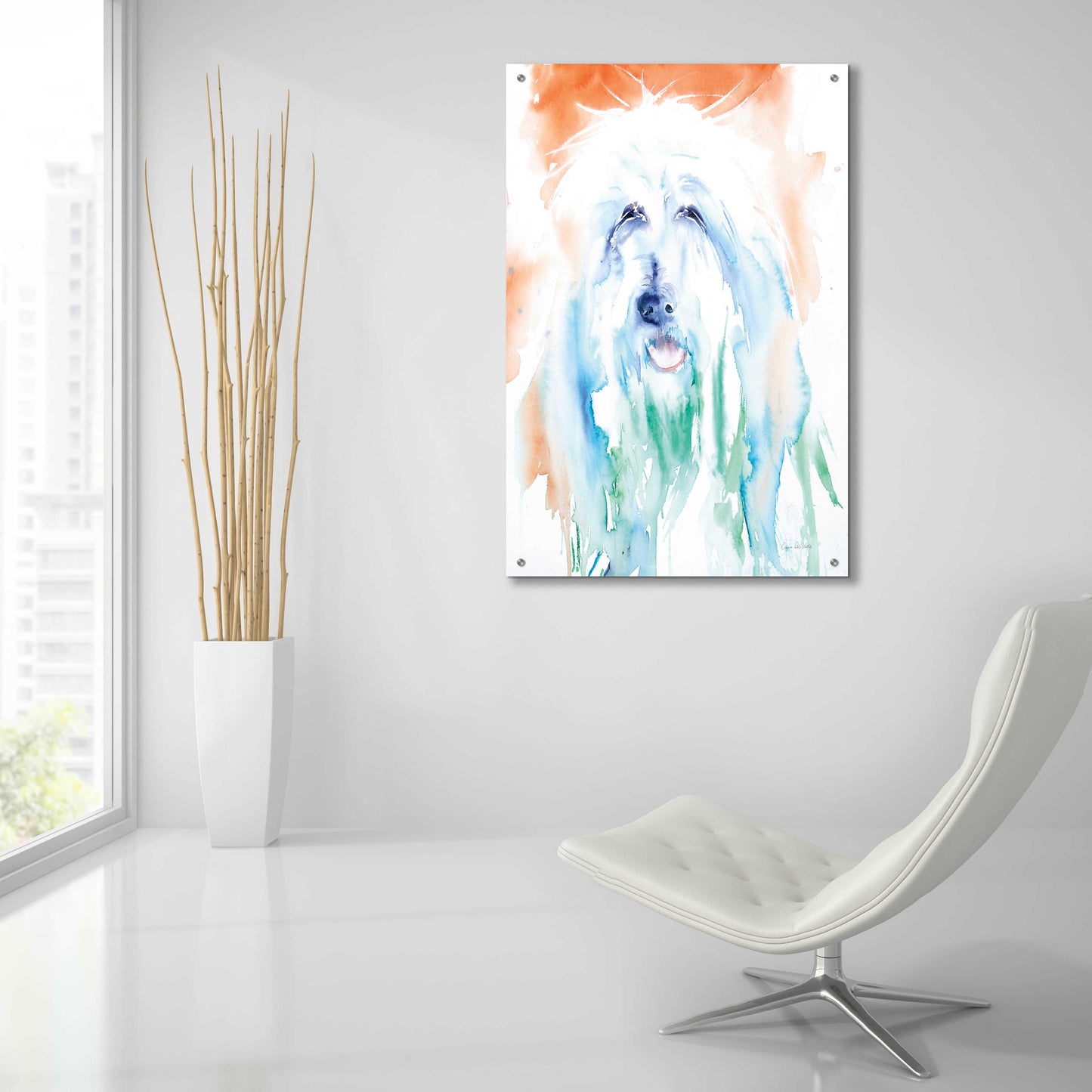 Epic Art 'Sheep Dog' by Alan Majchrowicz, Acrylic Glass Wall Art,24x36