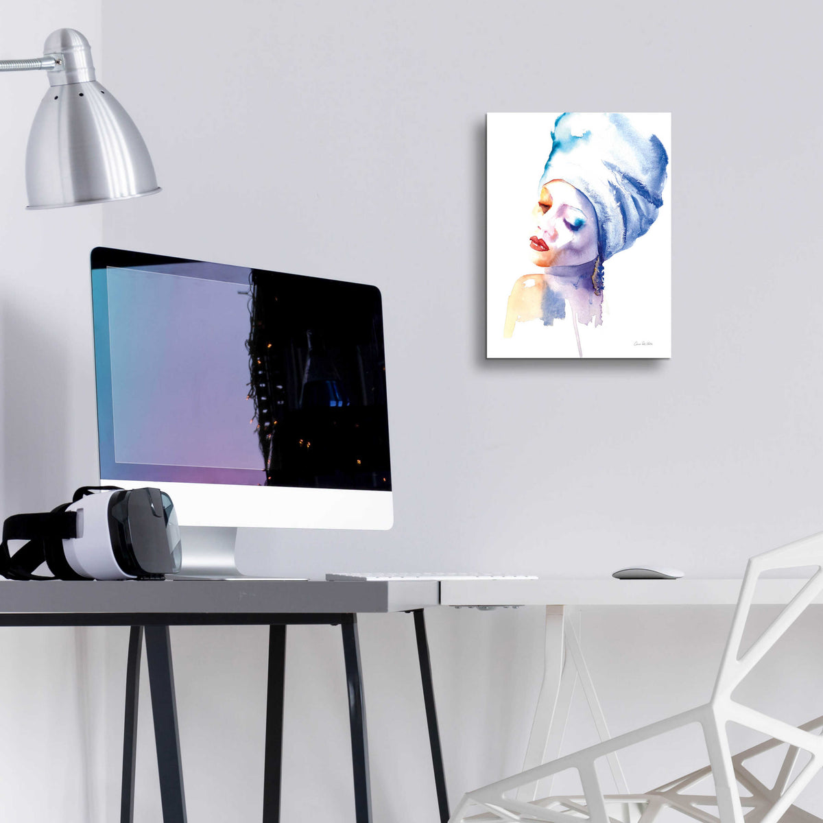 Epic Art 'Woman In Blue' by Alan Majchrowicz, Acrylic Glass Wall Art,12x16