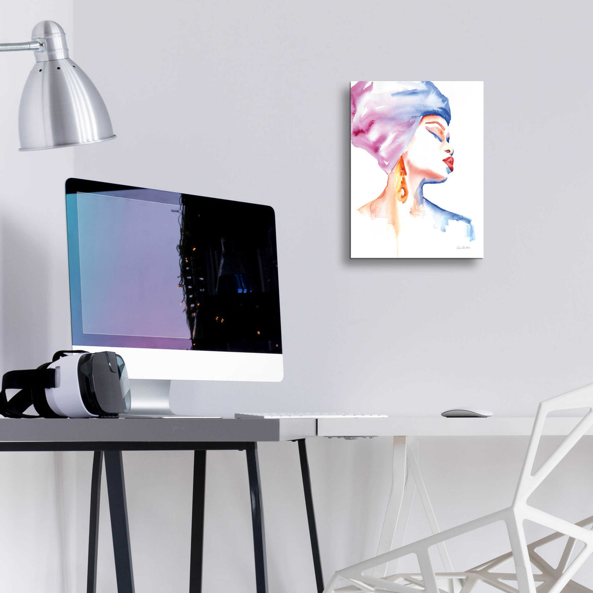 Epic Art 'Woman In Purple' by Alan Majchrowicz, Acrylic Glass Wall Art,12x16