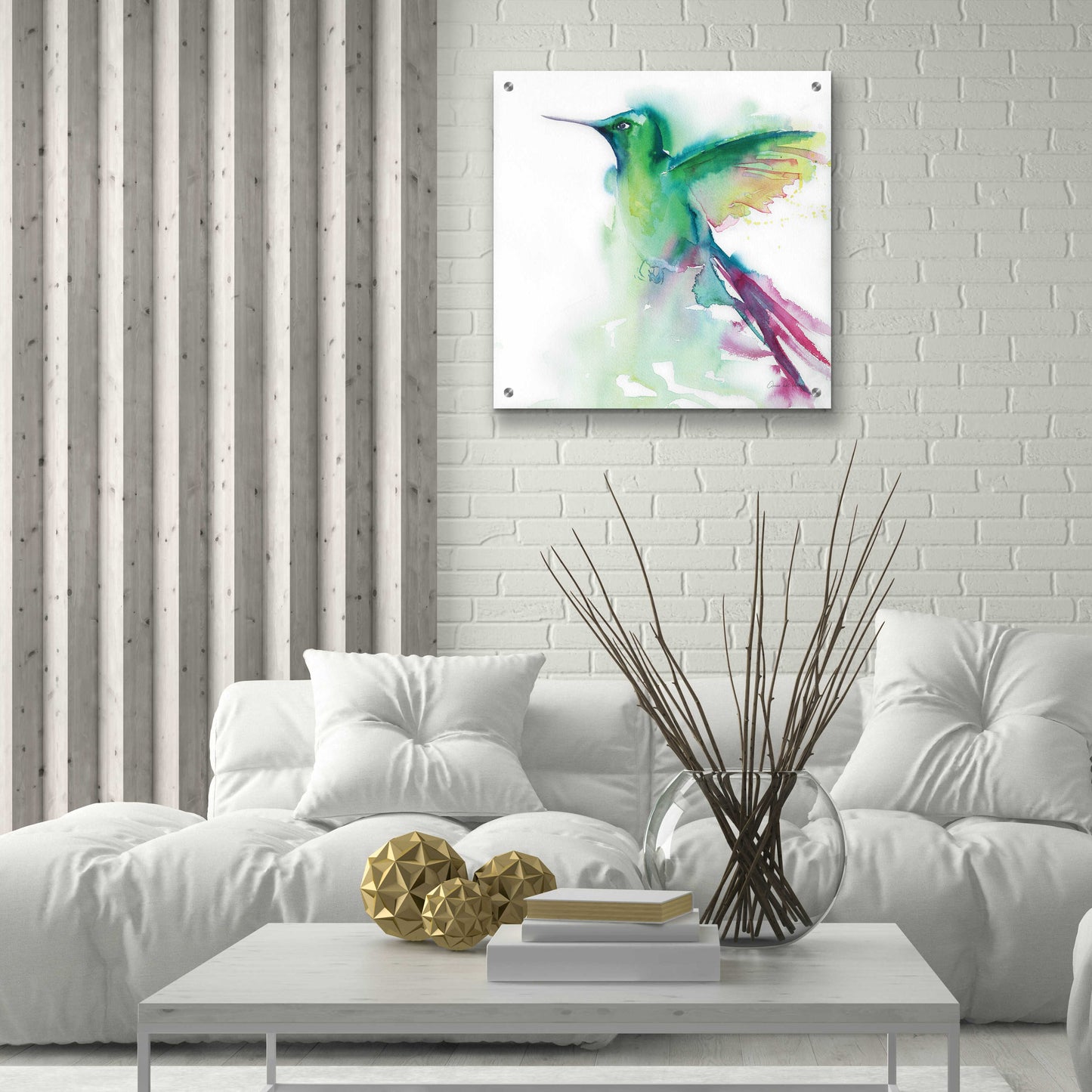 Epic Art 'Hummingbirds III' by Alan Majchrowicz, Acrylic Glass Wall Art,24x24