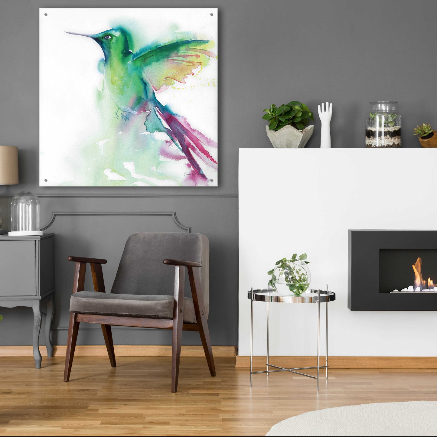 Epic Art 'Hummingbirds III' by Alan Majchrowicz, Acrylic Glass Wall Art,36x36
