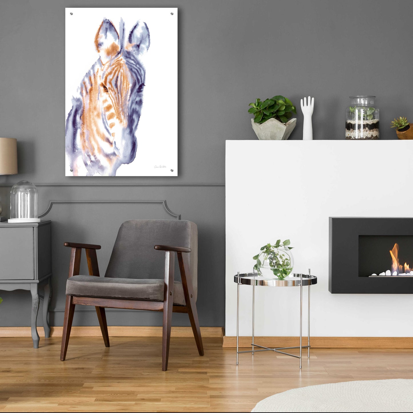 Epic Art 'Zebra Neutral' by Alan Majchrowicz, Acrylic Glass Wall Art,24x36