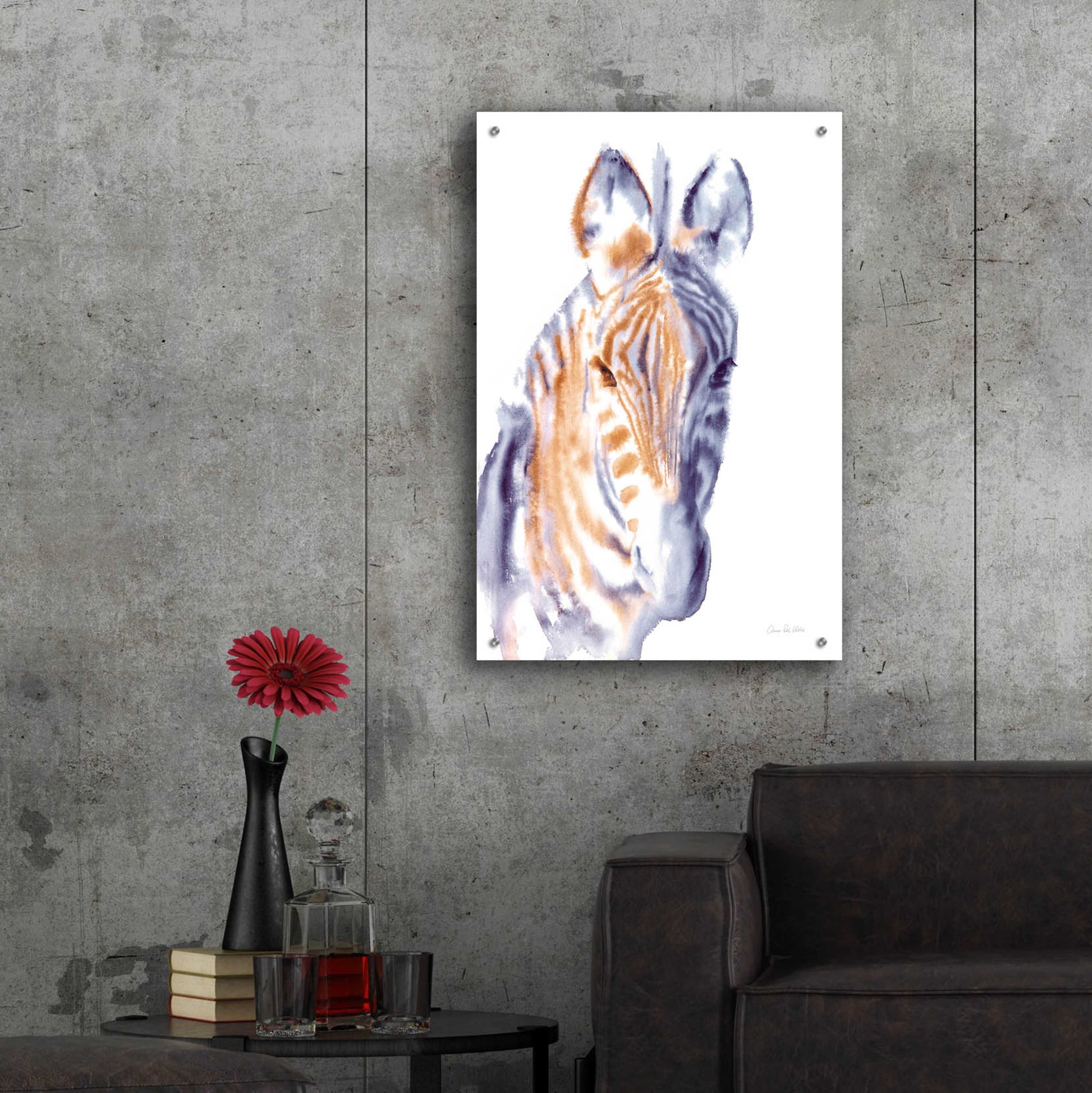 Epic Art 'Zebra Neutral' by Alan Majchrowicz, Acrylic Glass Wall Art,24x36