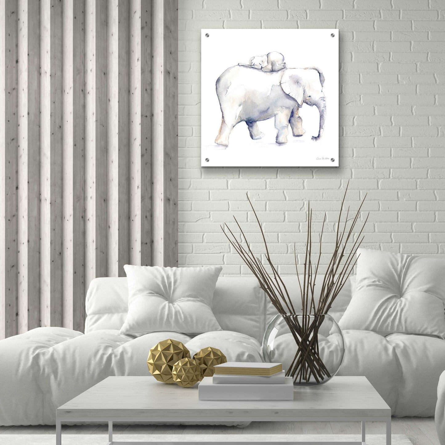 Epic Art 'Baby Elephant Love III' by Alan Majchrowicz, Acrylic Glass Wall Art,24x24