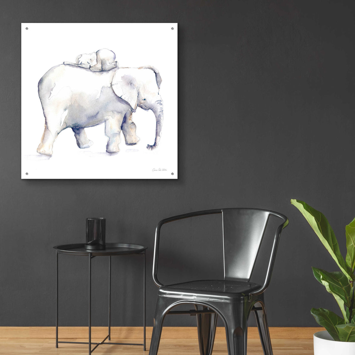 Epic Art 'Baby Elephant Love III' by Alan Majchrowicz, Acrylic Glass Wall Art,36x36