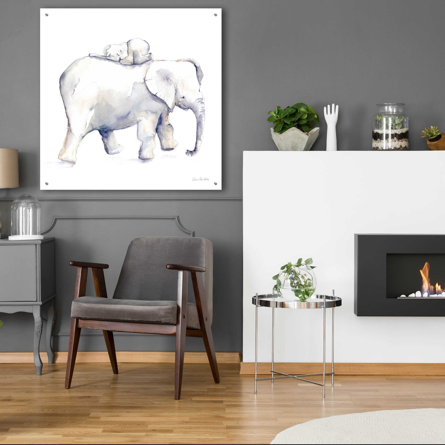 Epic Art 'Baby Elephant Love III' by Alan Majchrowicz, Acrylic Glass Wall Art,36x36