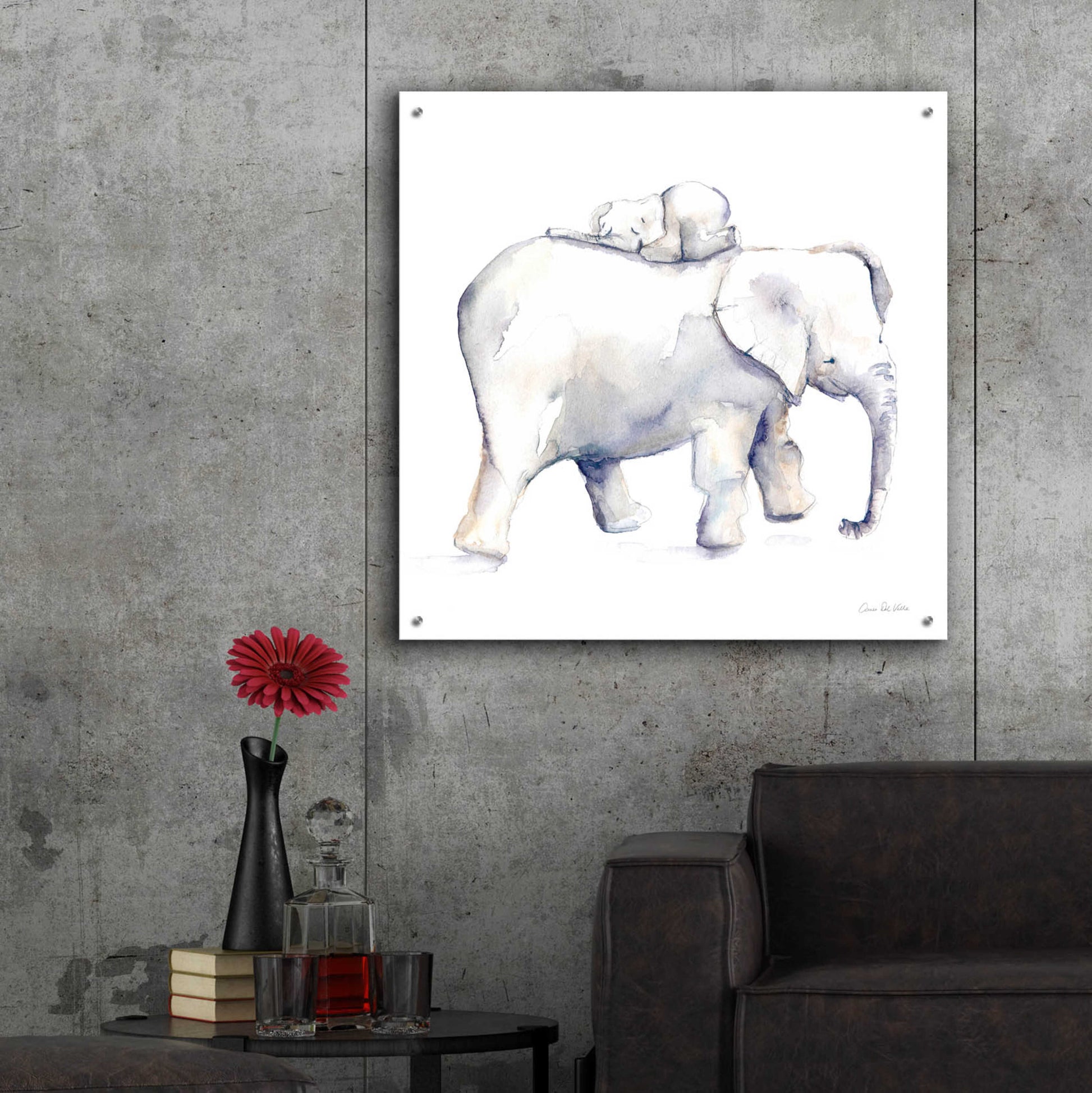 Epic Art 'Baby Elephant Love III' by Alan Majchrowicz, Acrylic Glass Wall Art,36x36