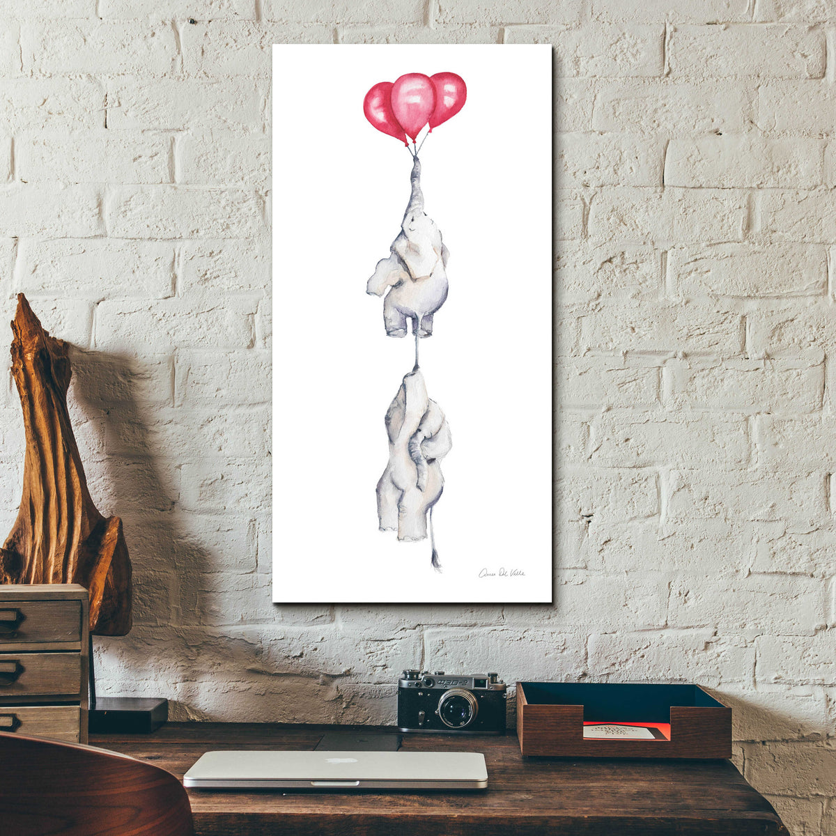 Epic Art 'Baby Elephant Love IV' by Alan Majchrowicz, Acrylic Glass Wall Art,12x24