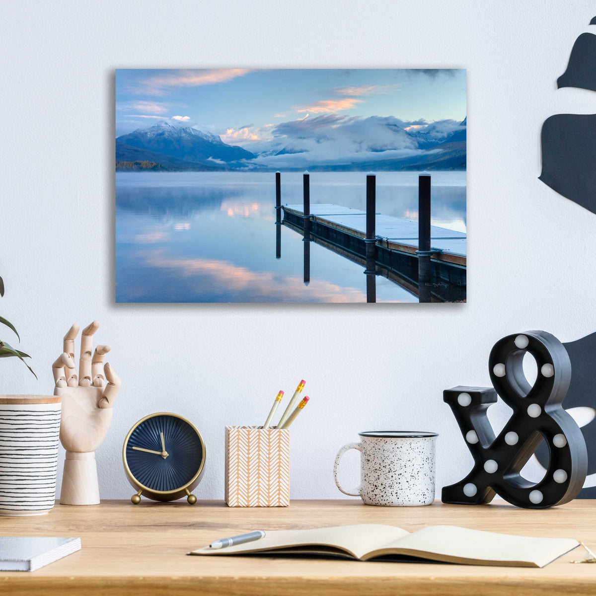 Epic Art 'Lake Mcdonald Dock' by Alan Majchrowicz, Acrylic Glass Wall Art,16x12