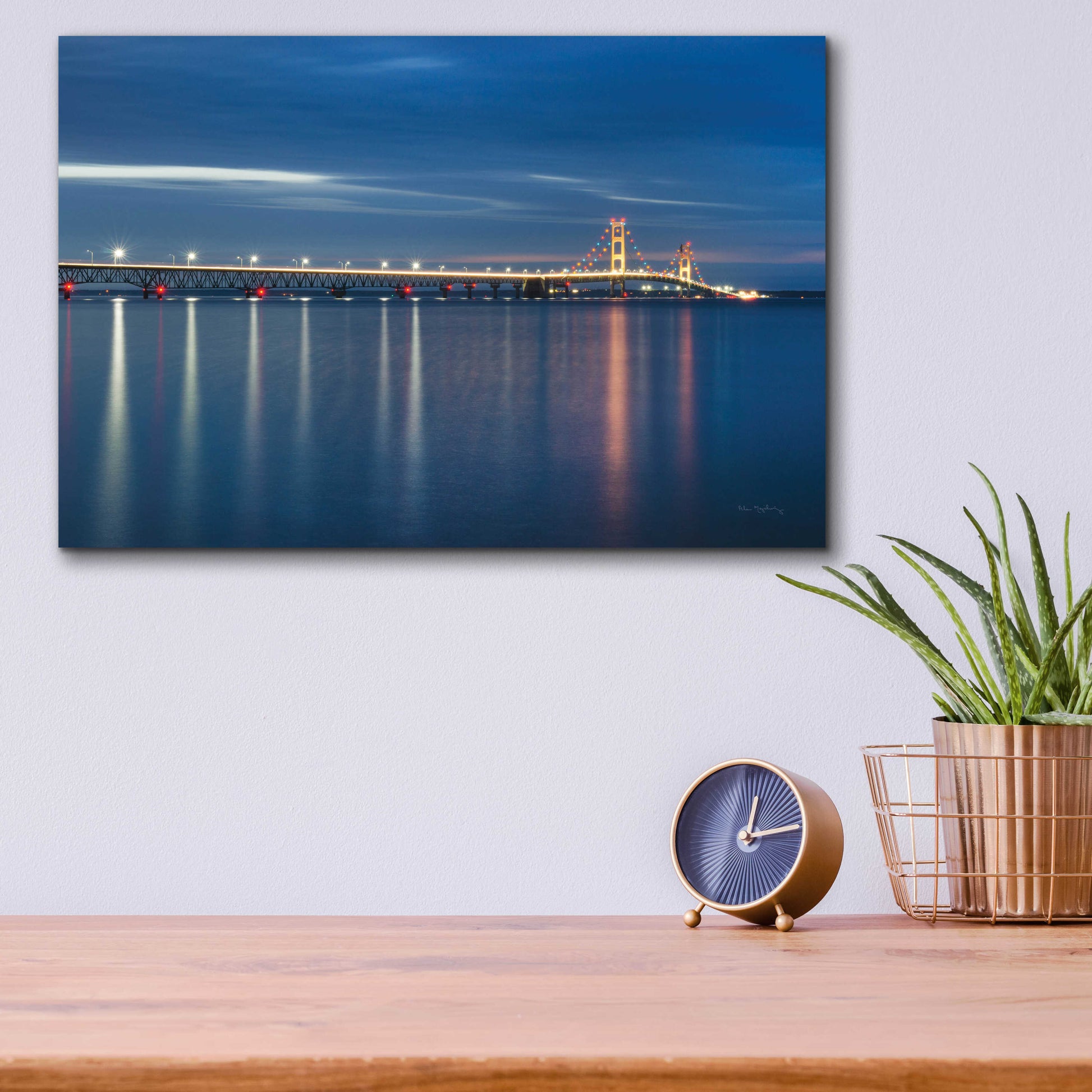 Epic Art 'Mackinac Bridge' by Alan Majchrowicz, Acrylic Glass Wall Art,16x12