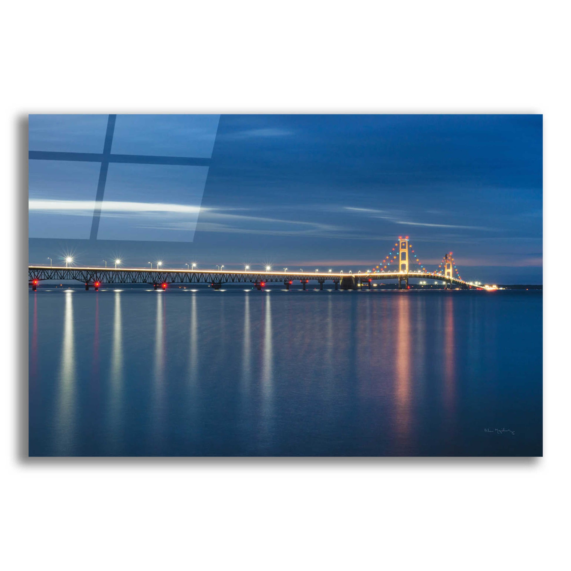 Epic Art 'Mackinac Bridge' by Alan Majchrowicz, Acrylic Glass Wall Art,16x12