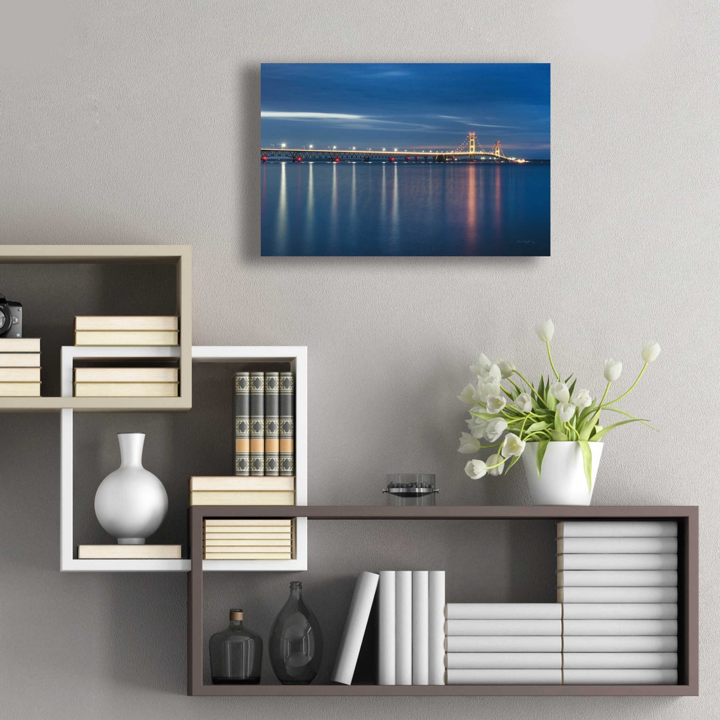 Epic Art 'Mackinac Bridge' by Alan Majchrowicz, Acrylic Glass Wall Art,24x16